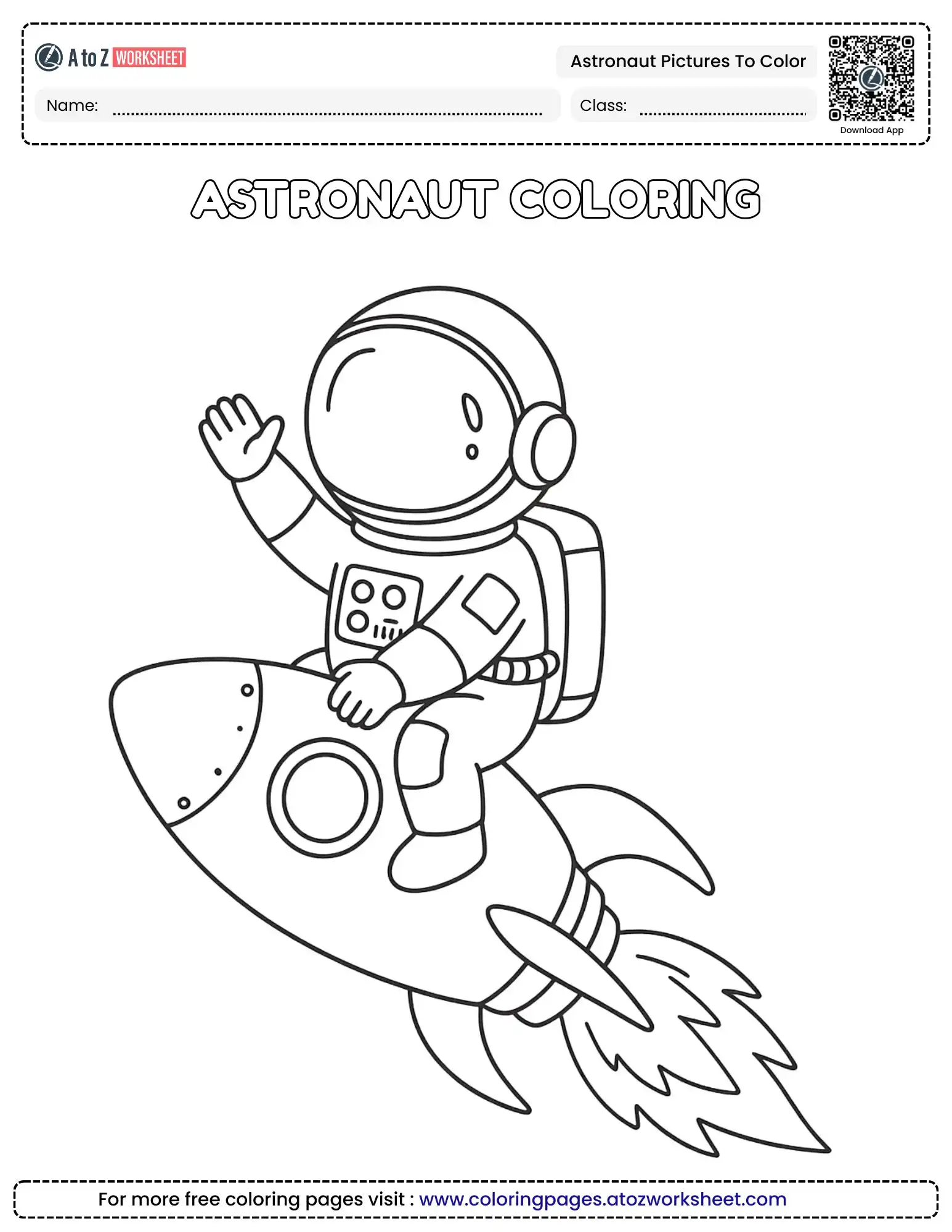 Astronaut Pictures to Color Printable PDF