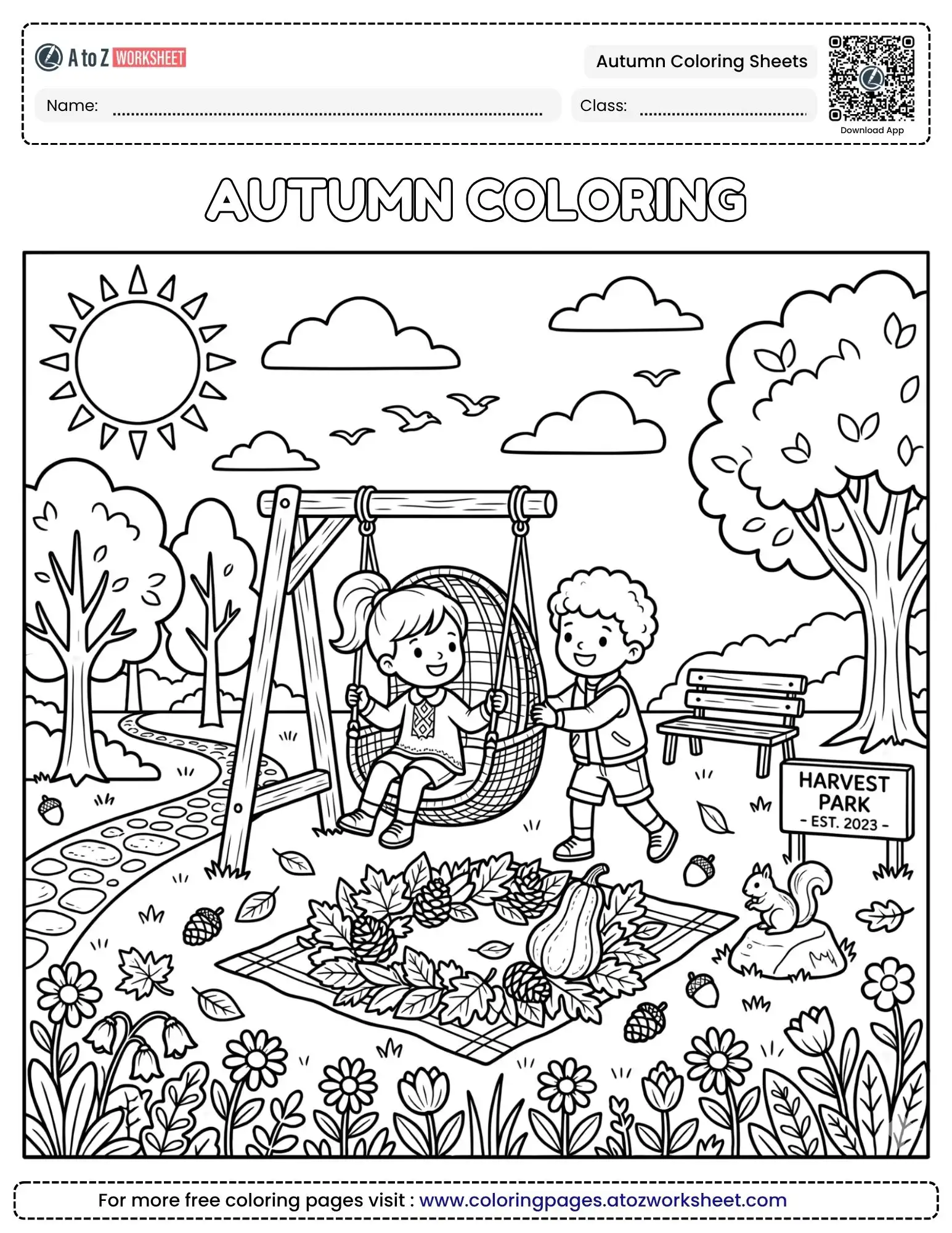 Free Printable Fine Motor October Forest Autumn Coloring Sheets For Preschool Classrooms