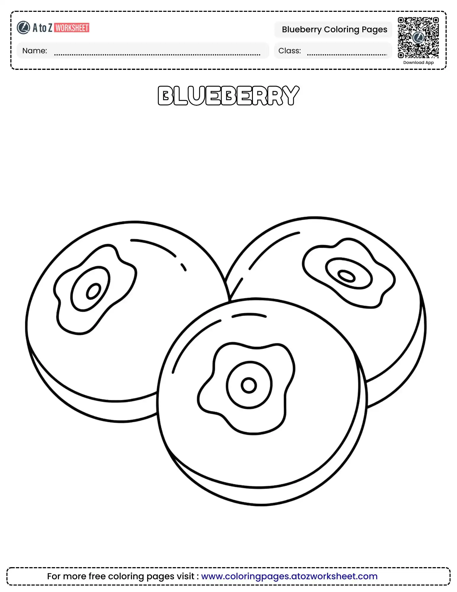 Easy Sweet Blueberry Coloring Pages For Preschool Craft Activities