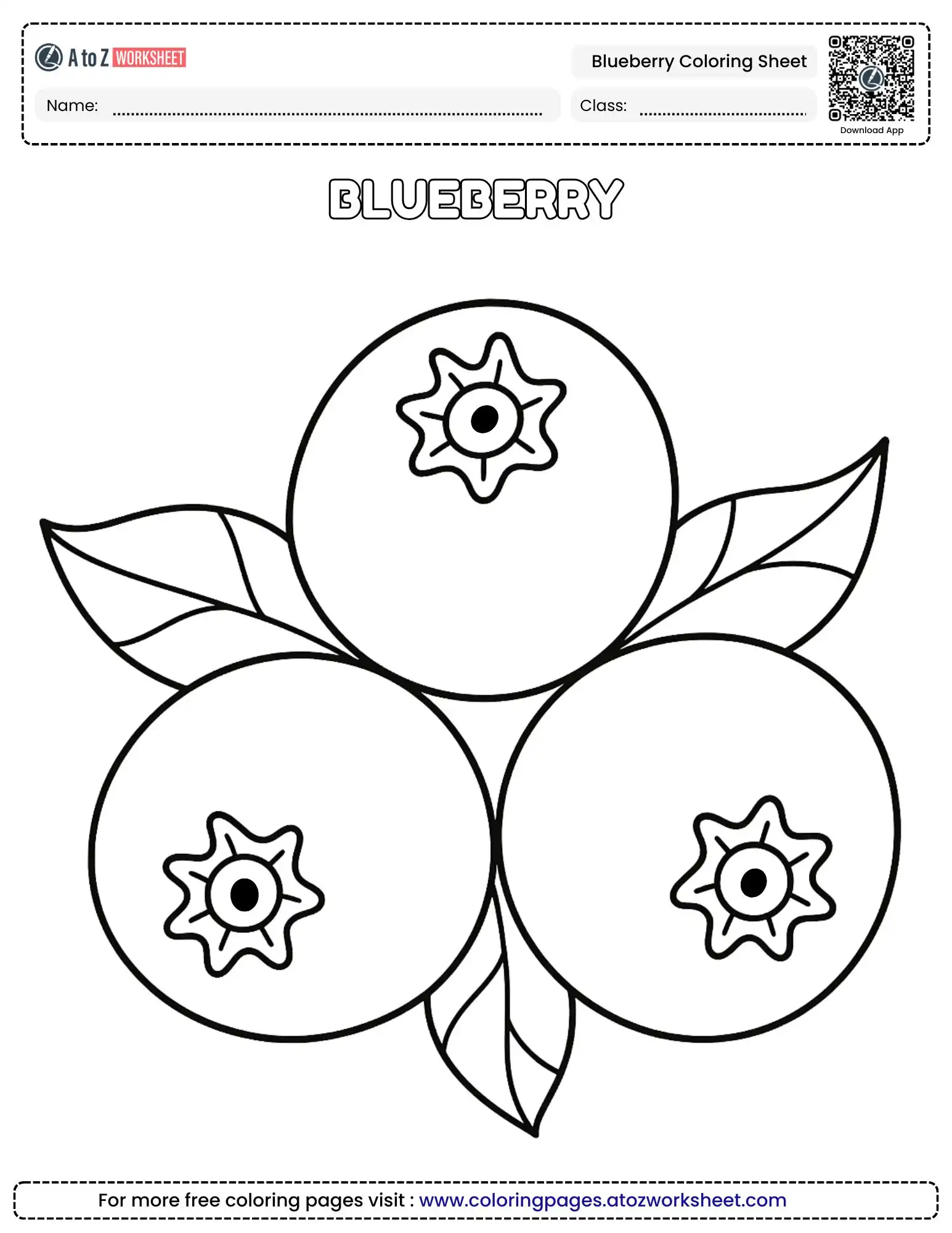Free Printable Blueberry Coloring Sheet For Preschool And Kindergarten