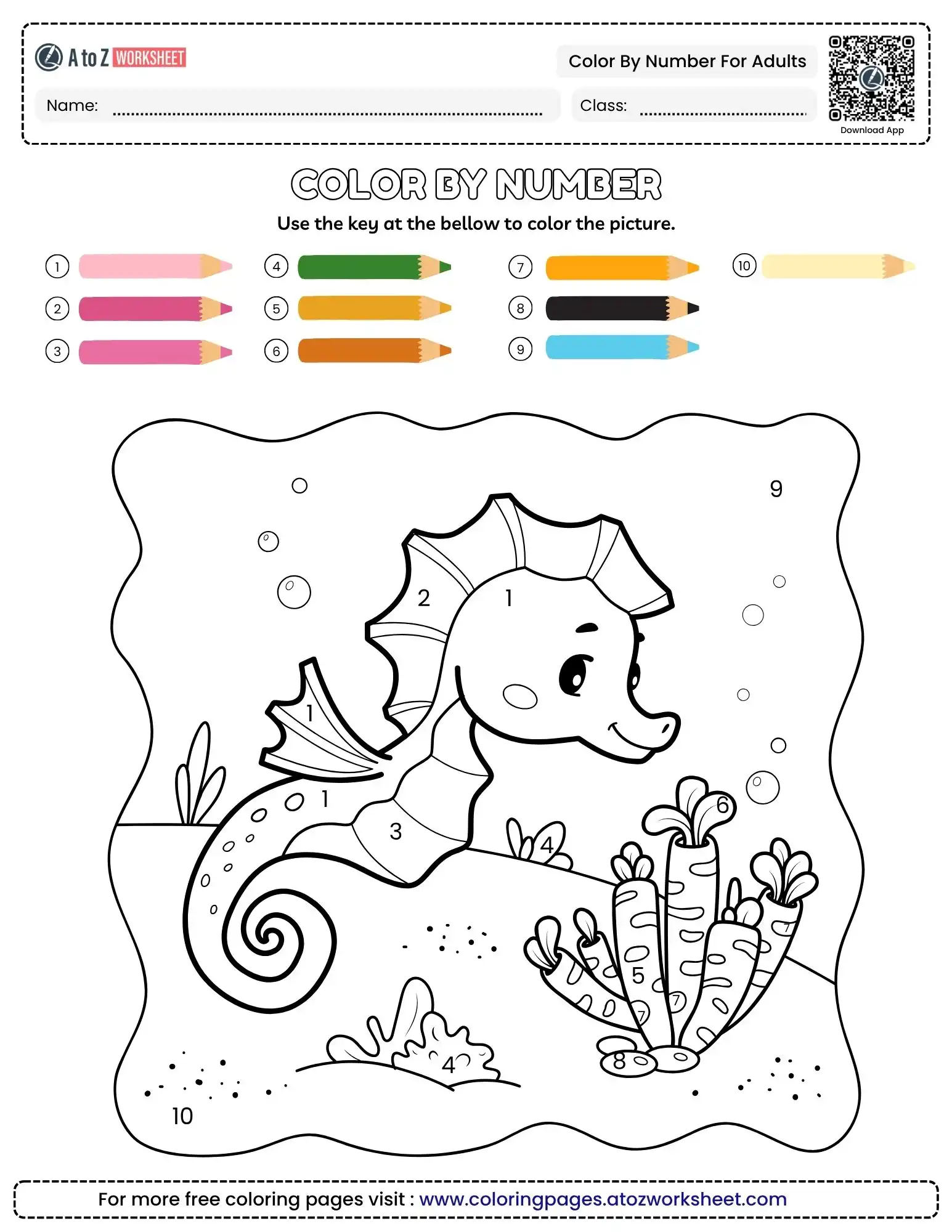 Relaxing Color by Number for Adults Activity Sheets