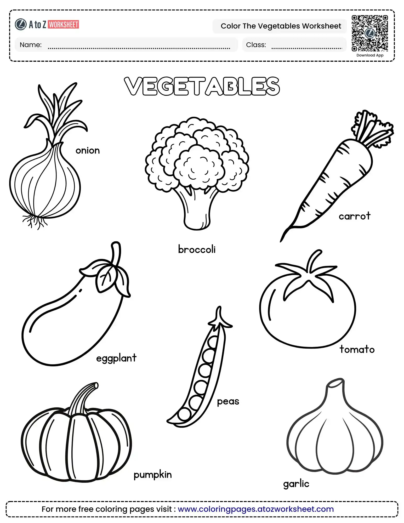 Free Printable Color The Vegetables Worksheet For Kids Art Activities ...