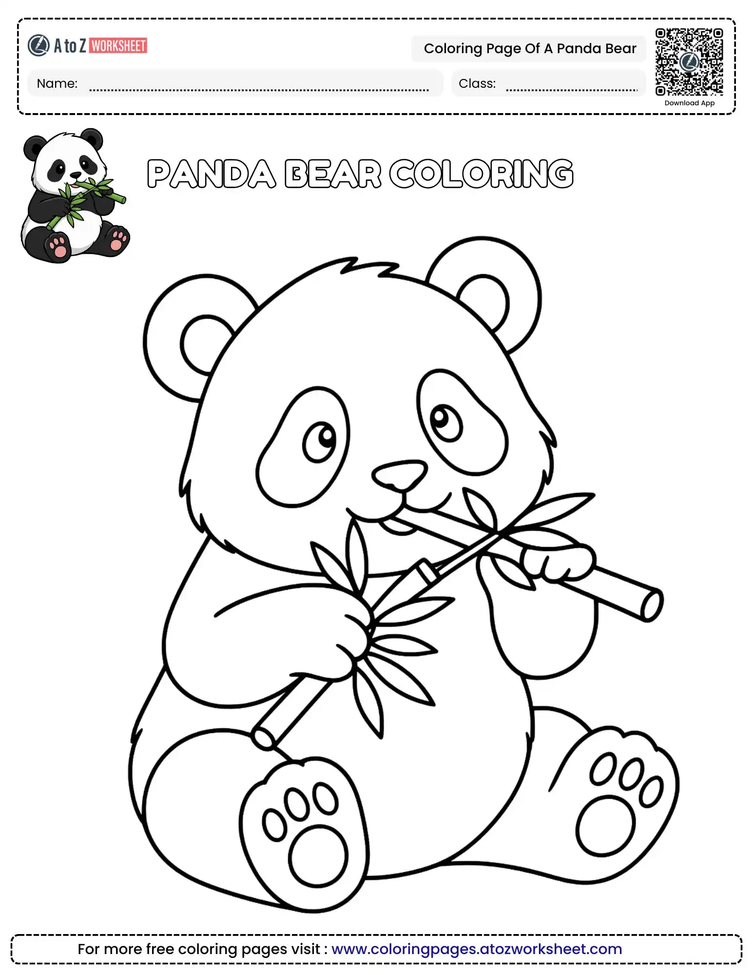 Free Coloring Page Of A Panda Bear To Print For Curious Kids