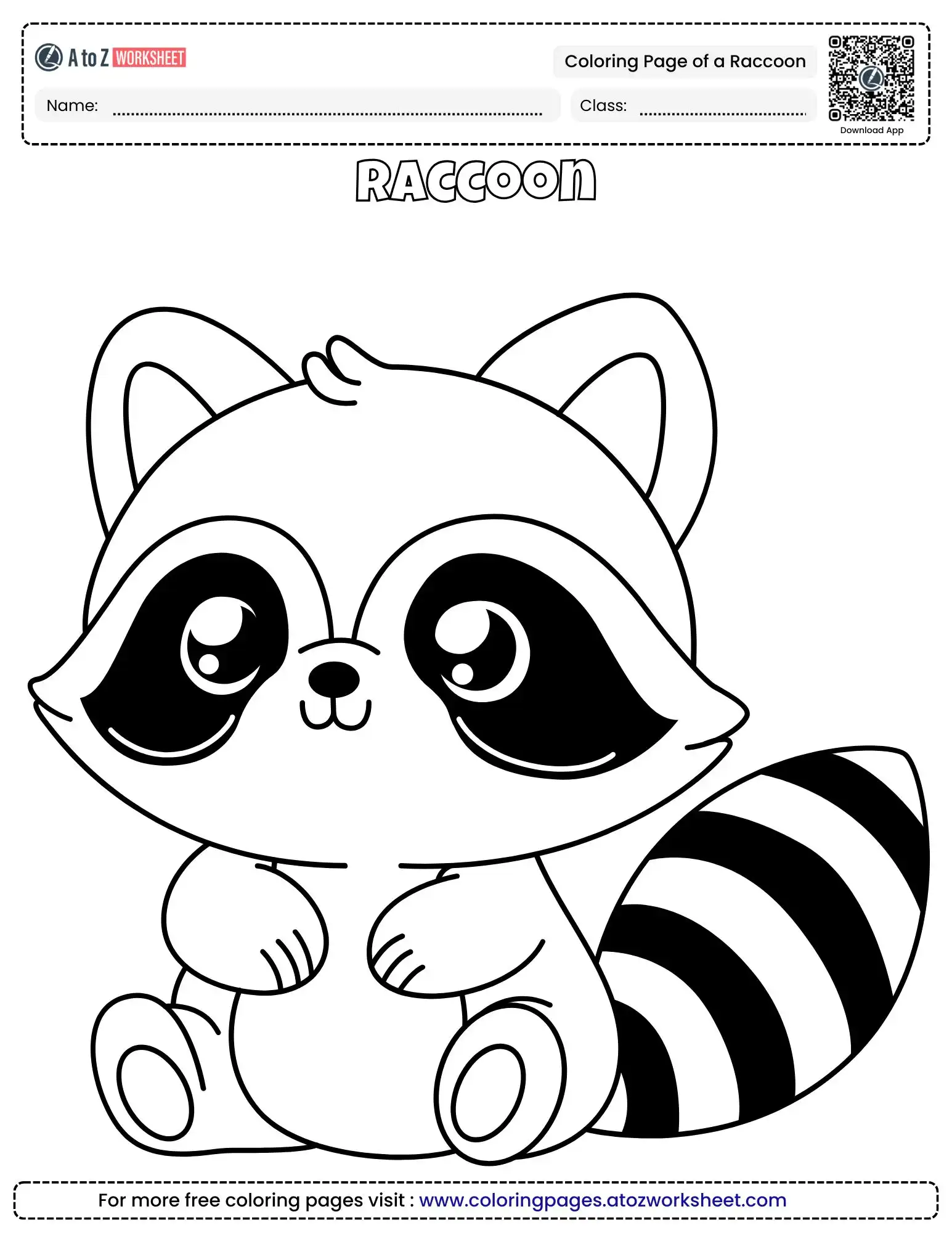 Printable Coloring Page of a Raccoon (Free PDF)