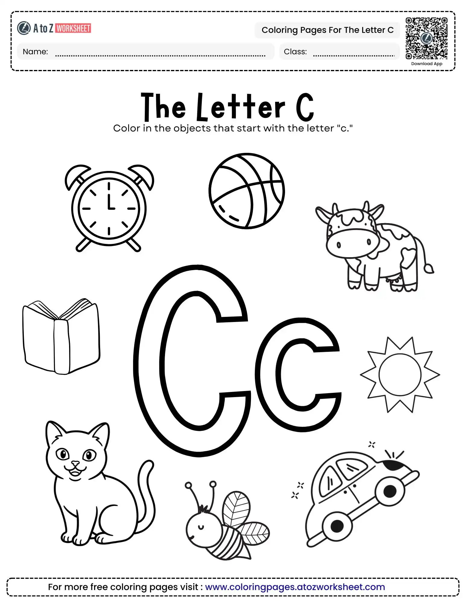 Printable Coloring Pages For The Letter C for Early Learning