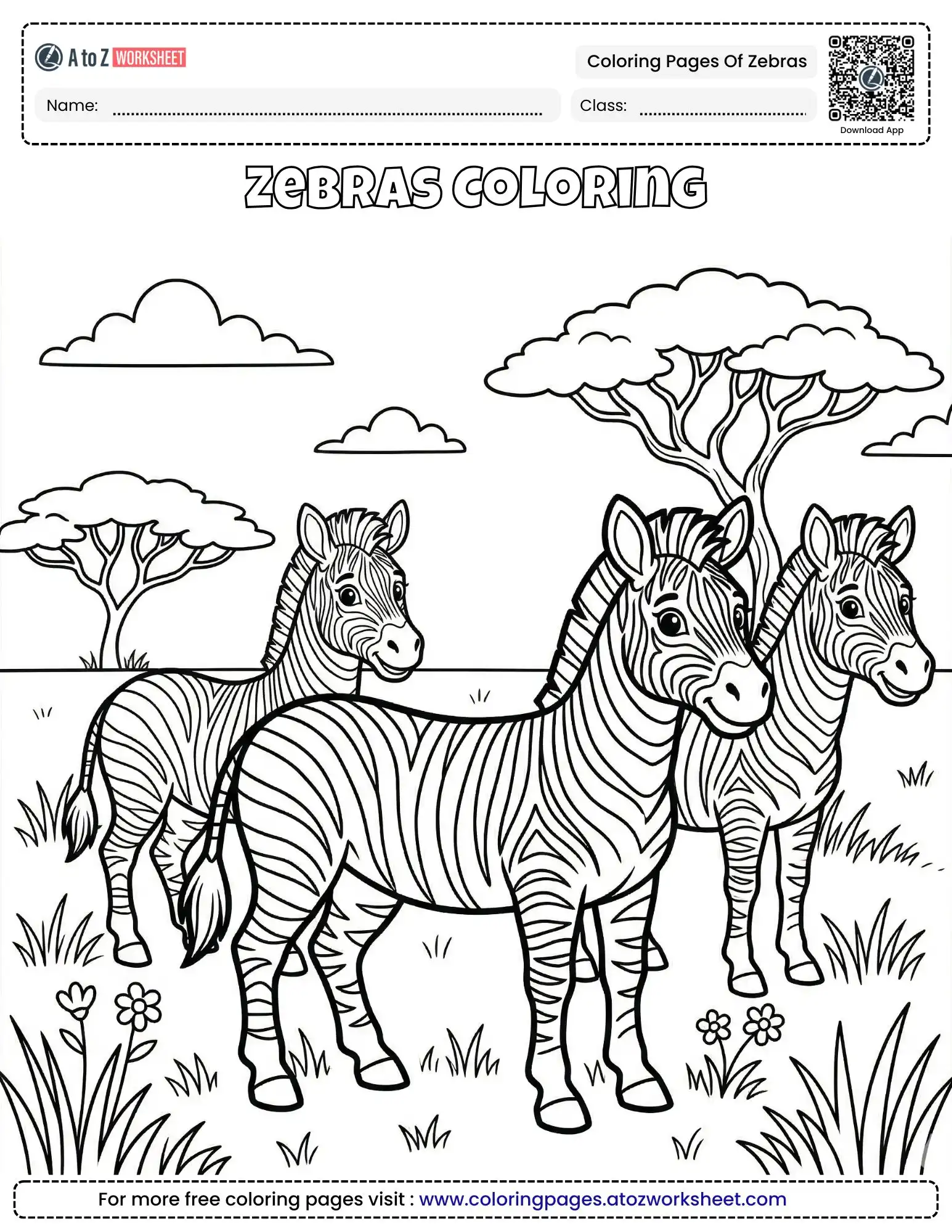 Free Printable Coloring Pages Of Zebras