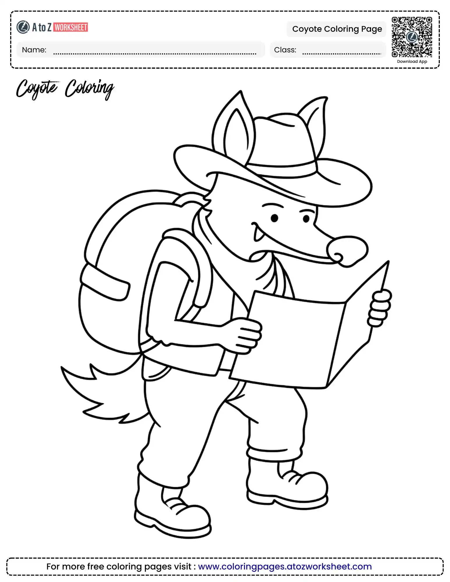 Get Creative Using This Free Coyote Coloring Page For Kids