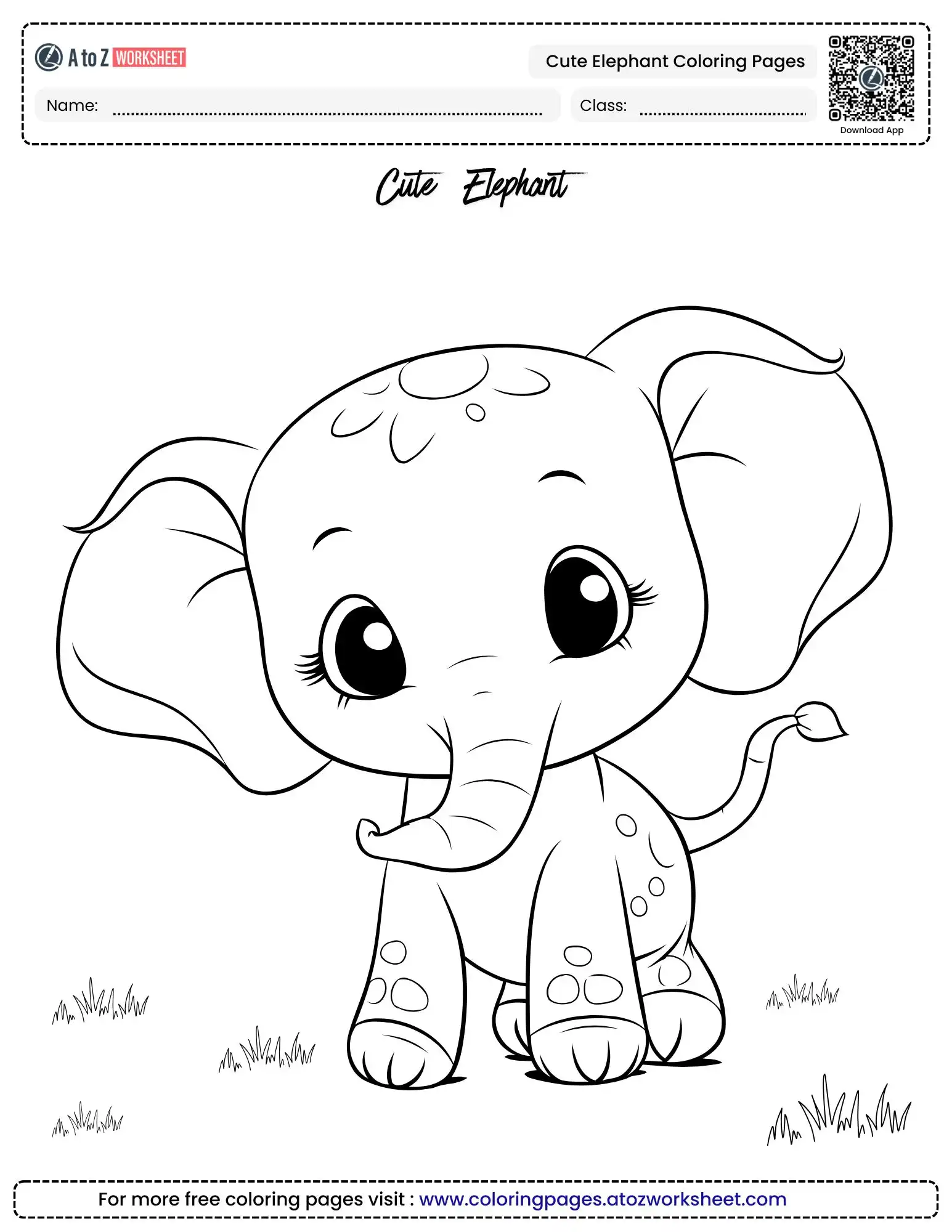 Free Cute Elephant Coloring Pages For Kids