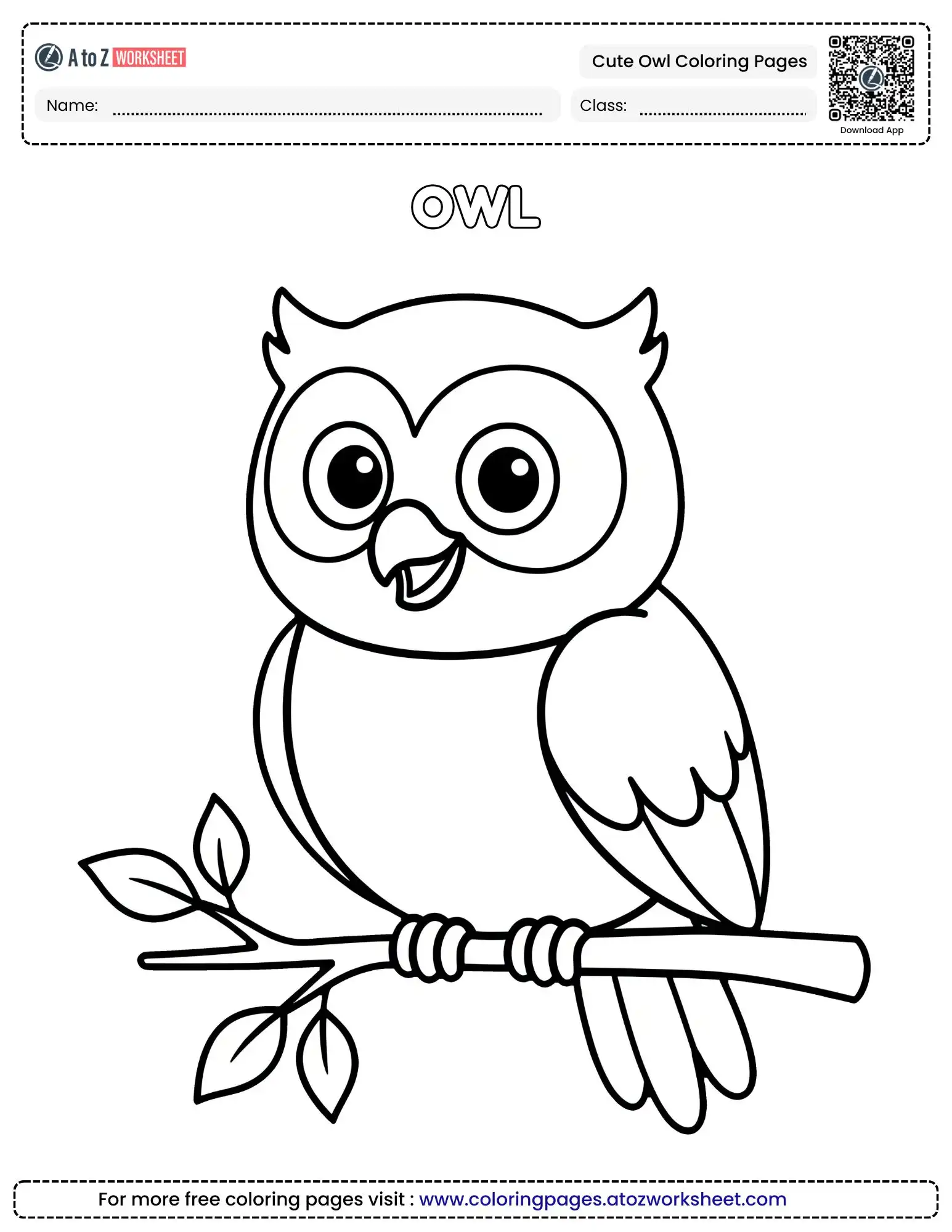 Printable Cute Owl Coloring Pages for Kids