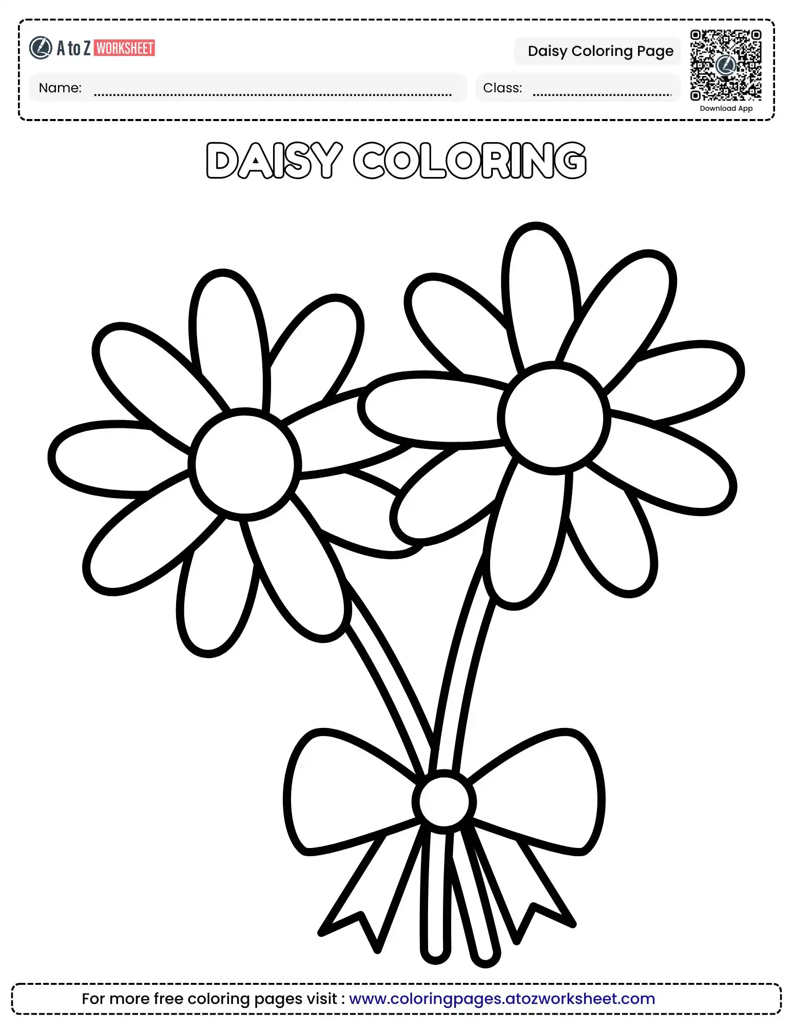 Daisy Coloring Page Ribbon Bouquet Set (Free PDF)