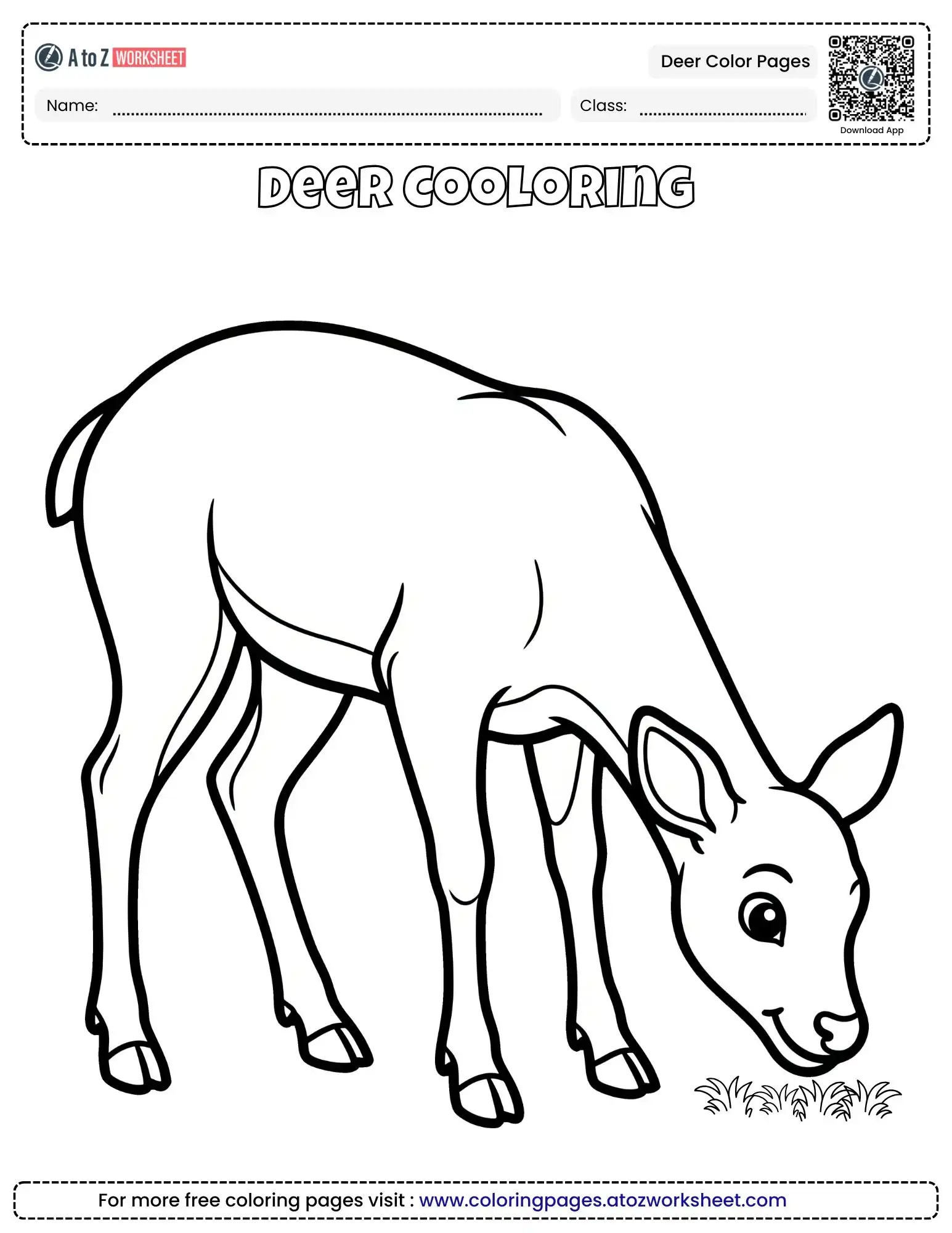 Printable Deer Color Pages for Toddlers