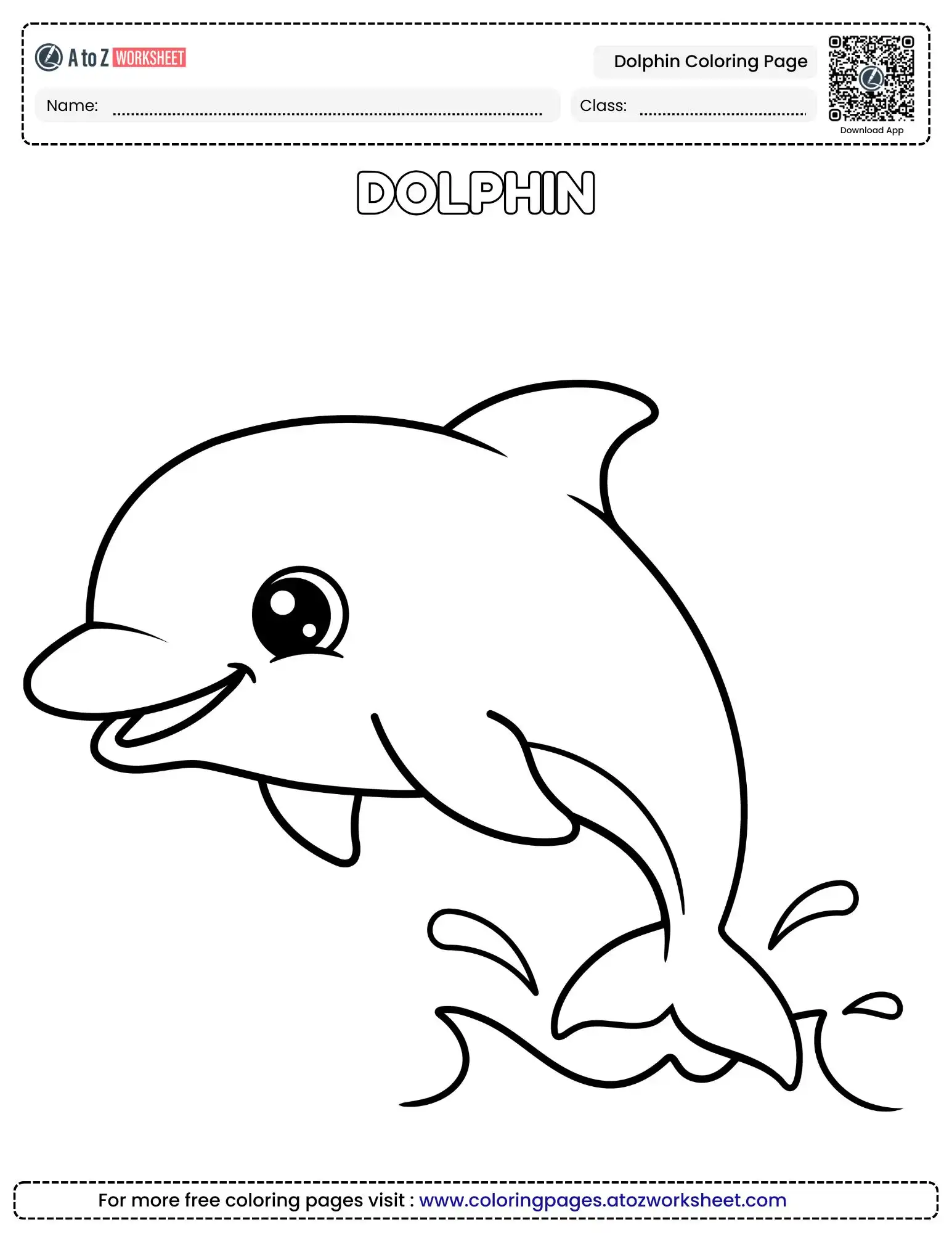 Free Printable Bold Outline Dolphin Coloring Page For Kids And Toddlers ...