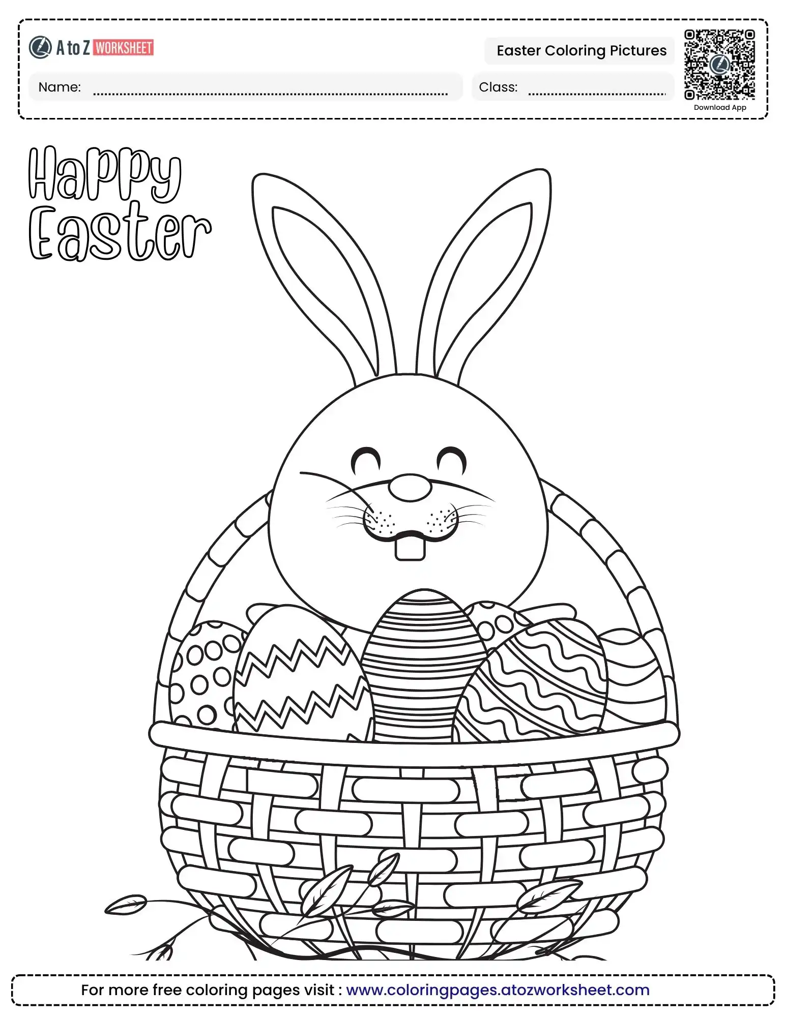 Free Printable Decorative Ribbon And Shell Easter Coloring Pictures For Kindergarten