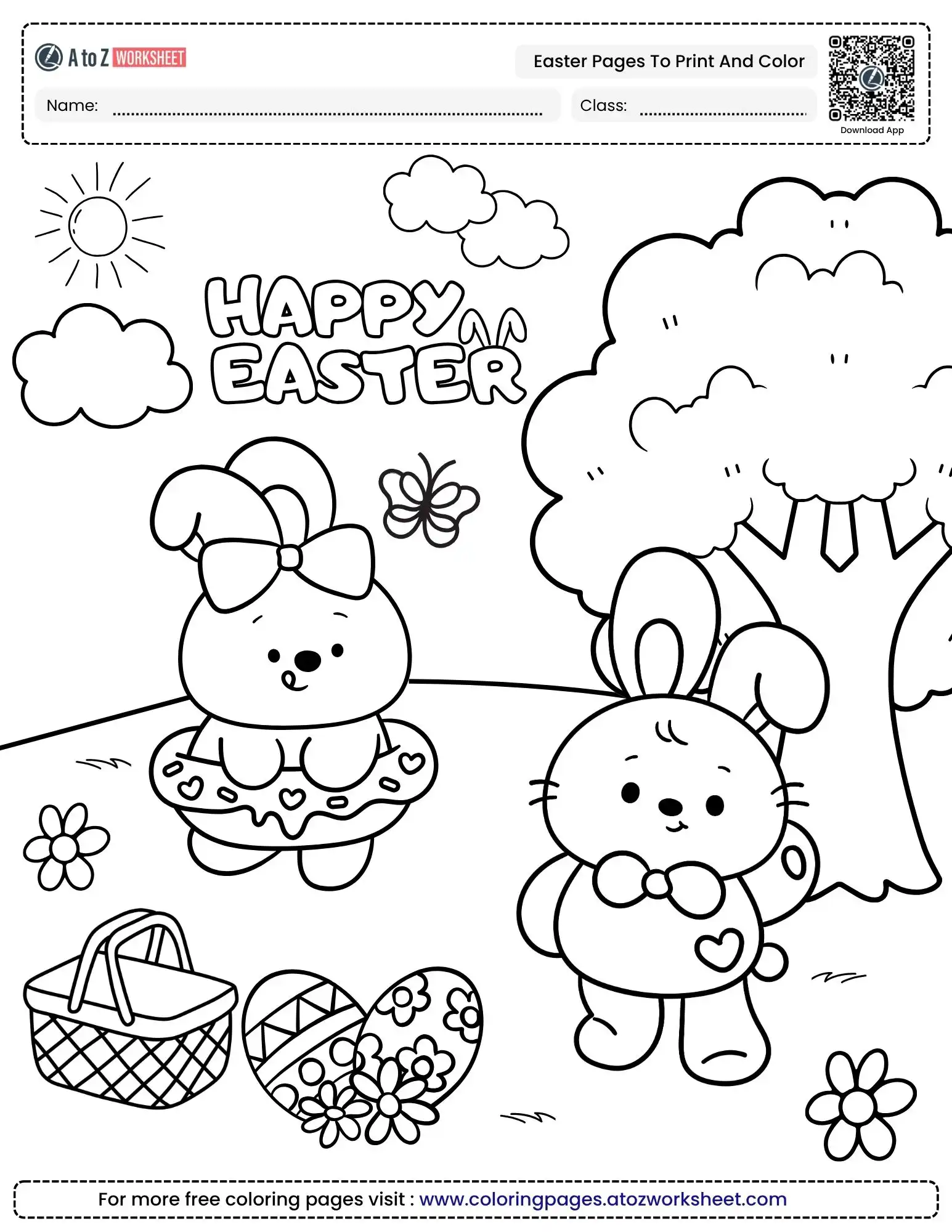 Free Printable Spring Basket Easter Pages To Print And Color For Toddlers