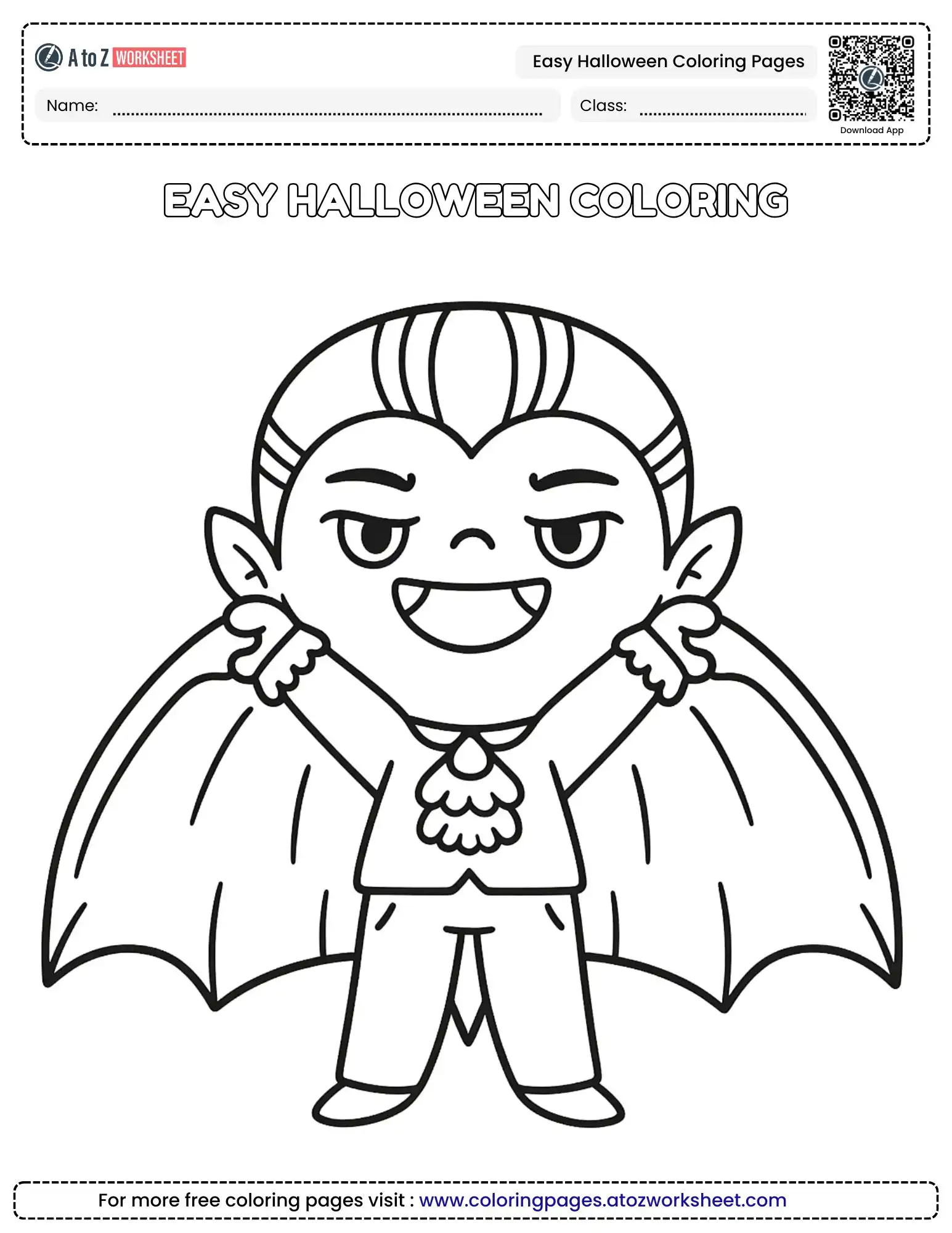 Download Wide Border Clean Line Easy Halloween Coloring Pages In PDF ...