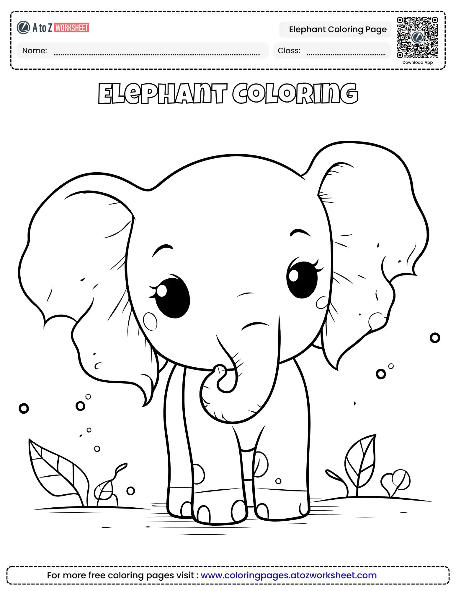 Cute And Simple Elephant Coloring Page For Early Childhood Fun