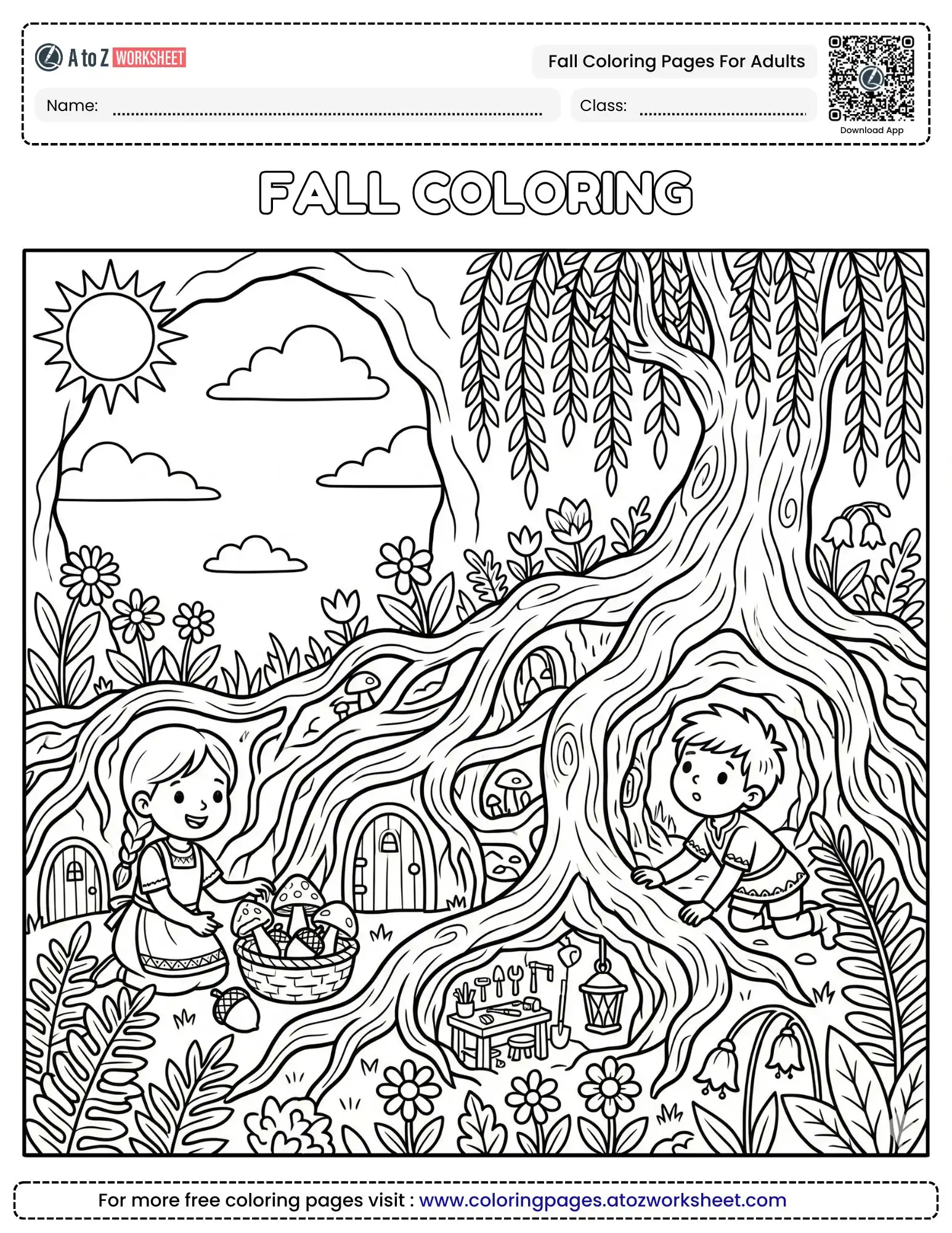 Download Complex Forest Flora Pattern Fall Coloring Pages For Adults In High Quality