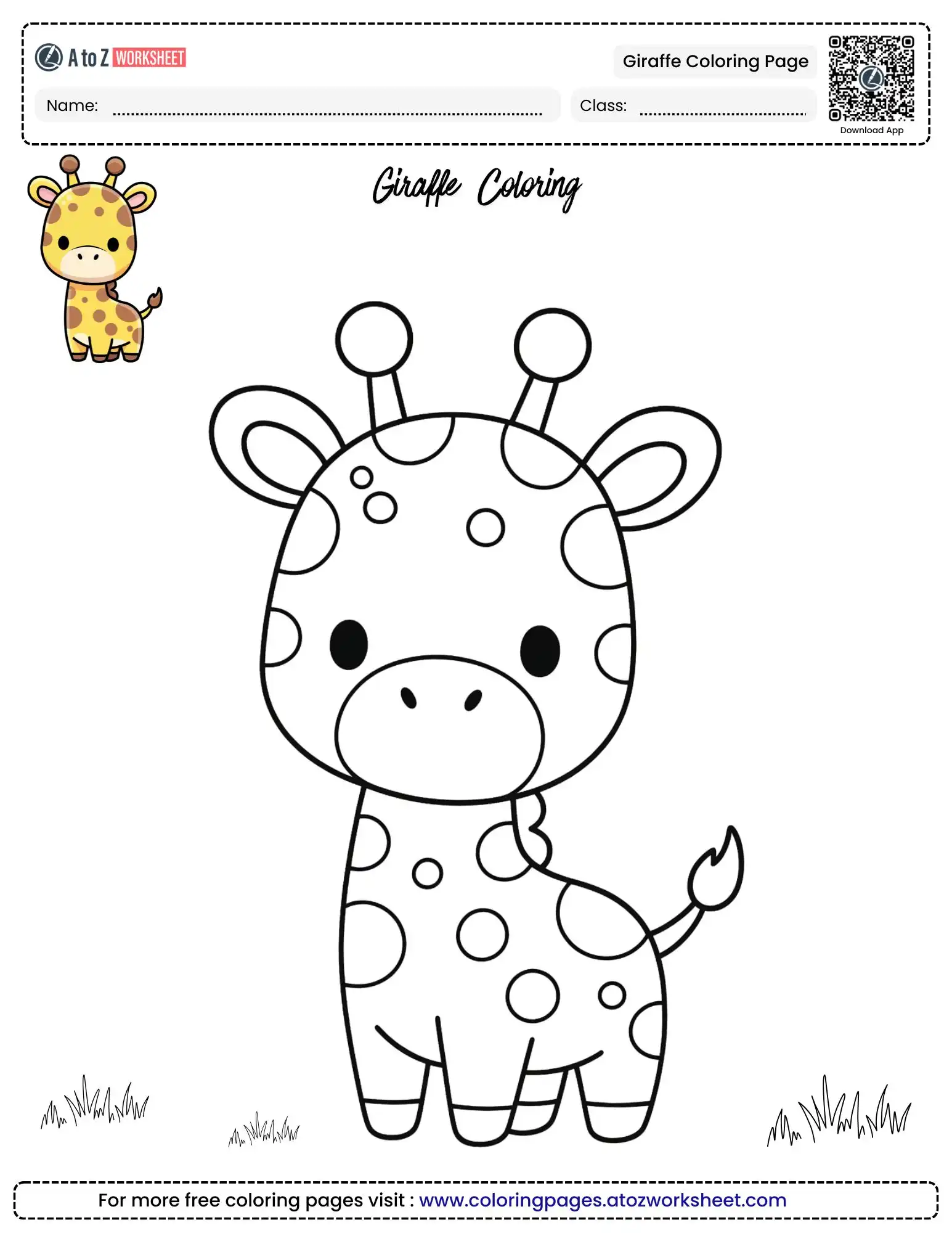 Free Giraffe Coloring Page For Kids