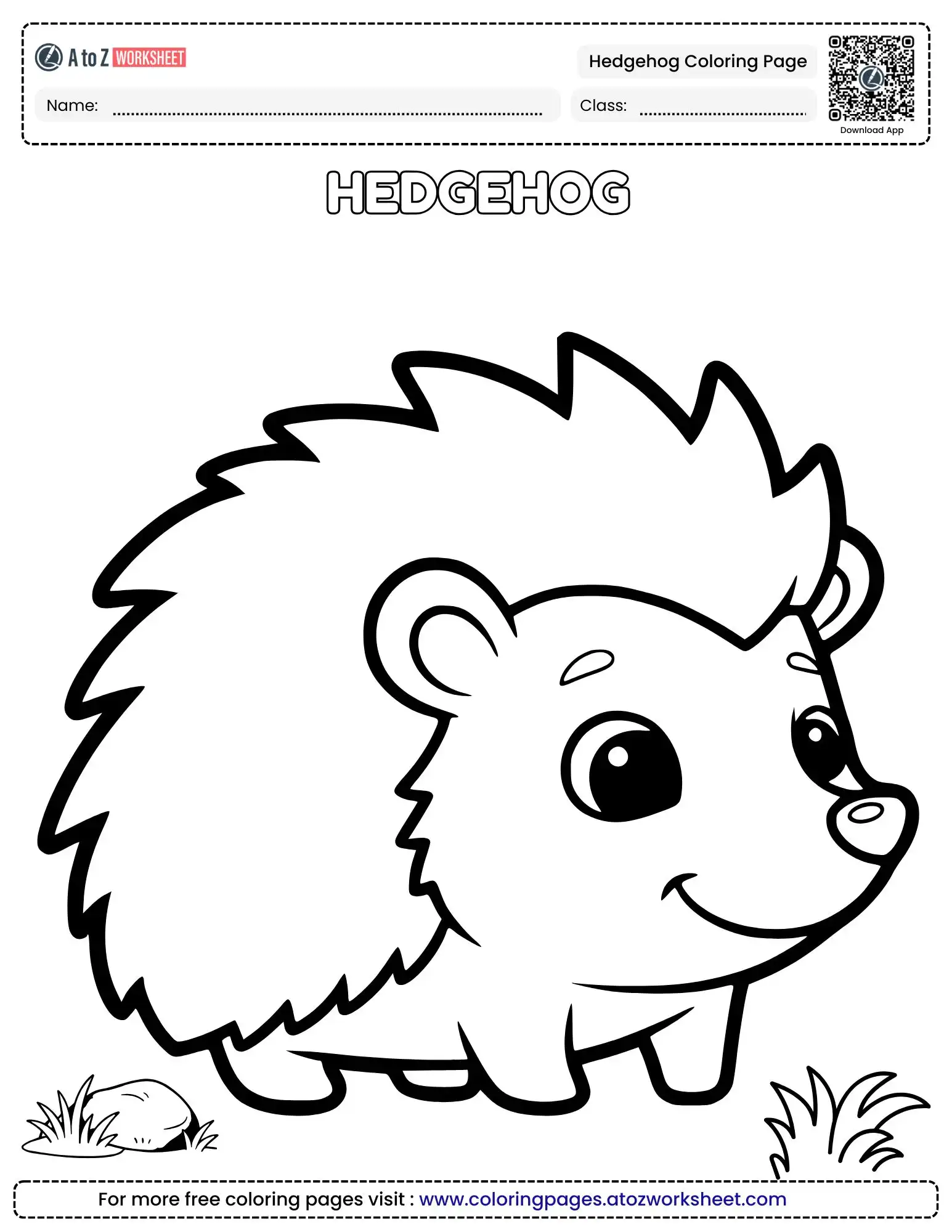 Cute Hedgehog Coloring Page For Kids (Free PDF)