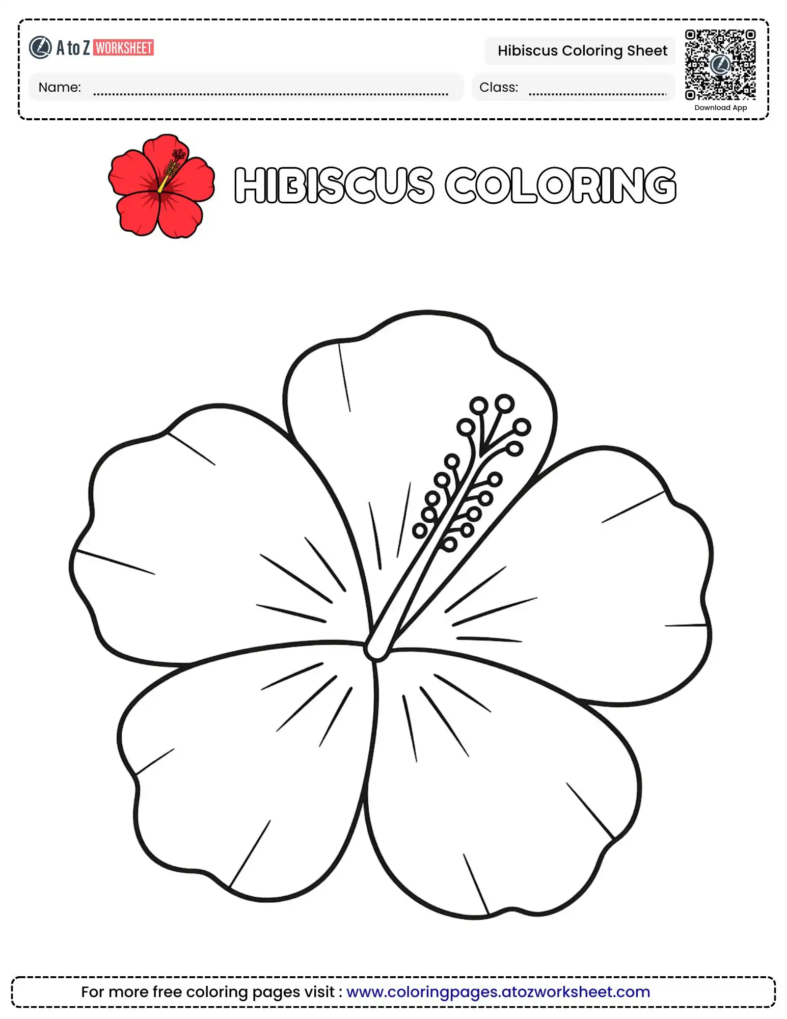 Cute Hibiscus Coloring Sheet Island Bloom Free PDF