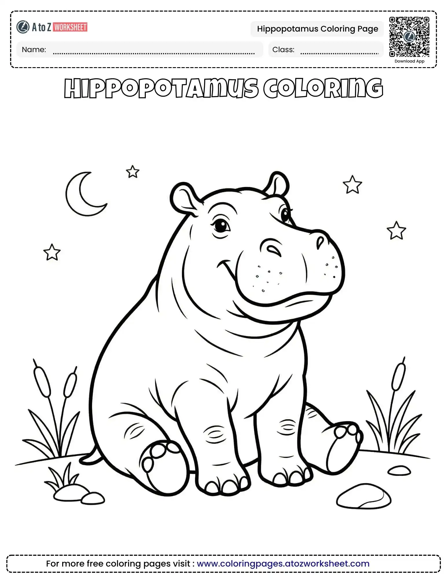 Free Hippopotamus Coloring Pages To Print For Kids