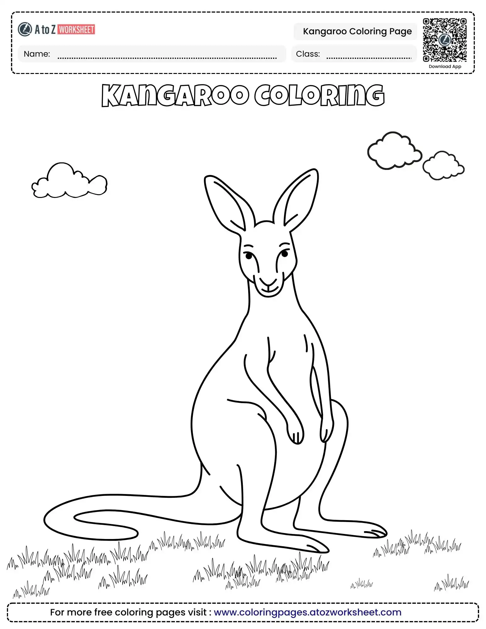 Free Kangaroo Coloring Page for Kids