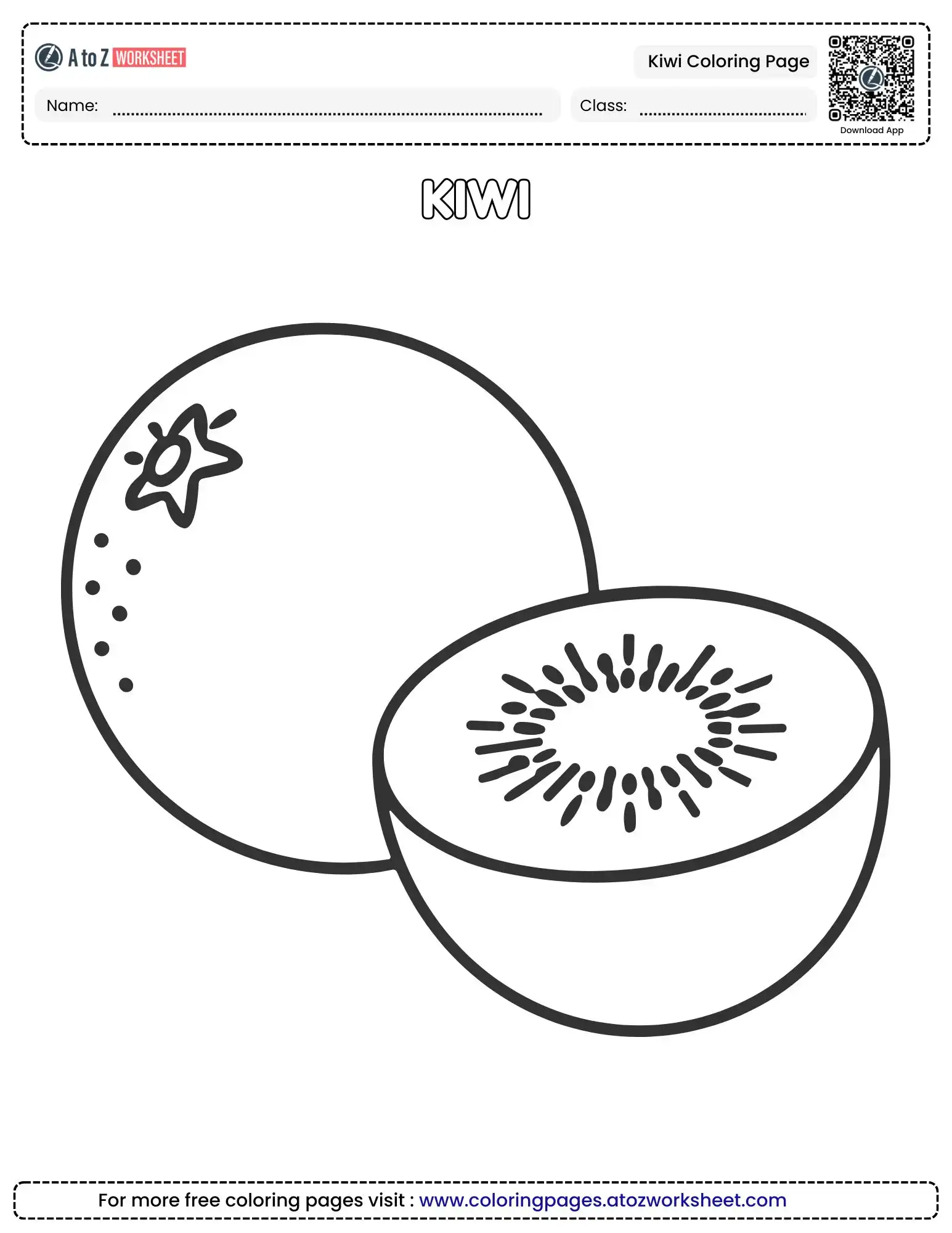 Cute Cartoon Style Kiwi Coloring Page For Creative Coloring (Free PDF)