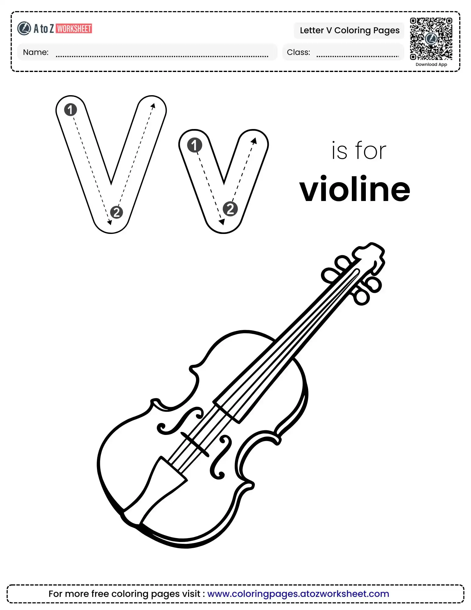 Diagonal Stroke Fun on Letter V Coloring Pages