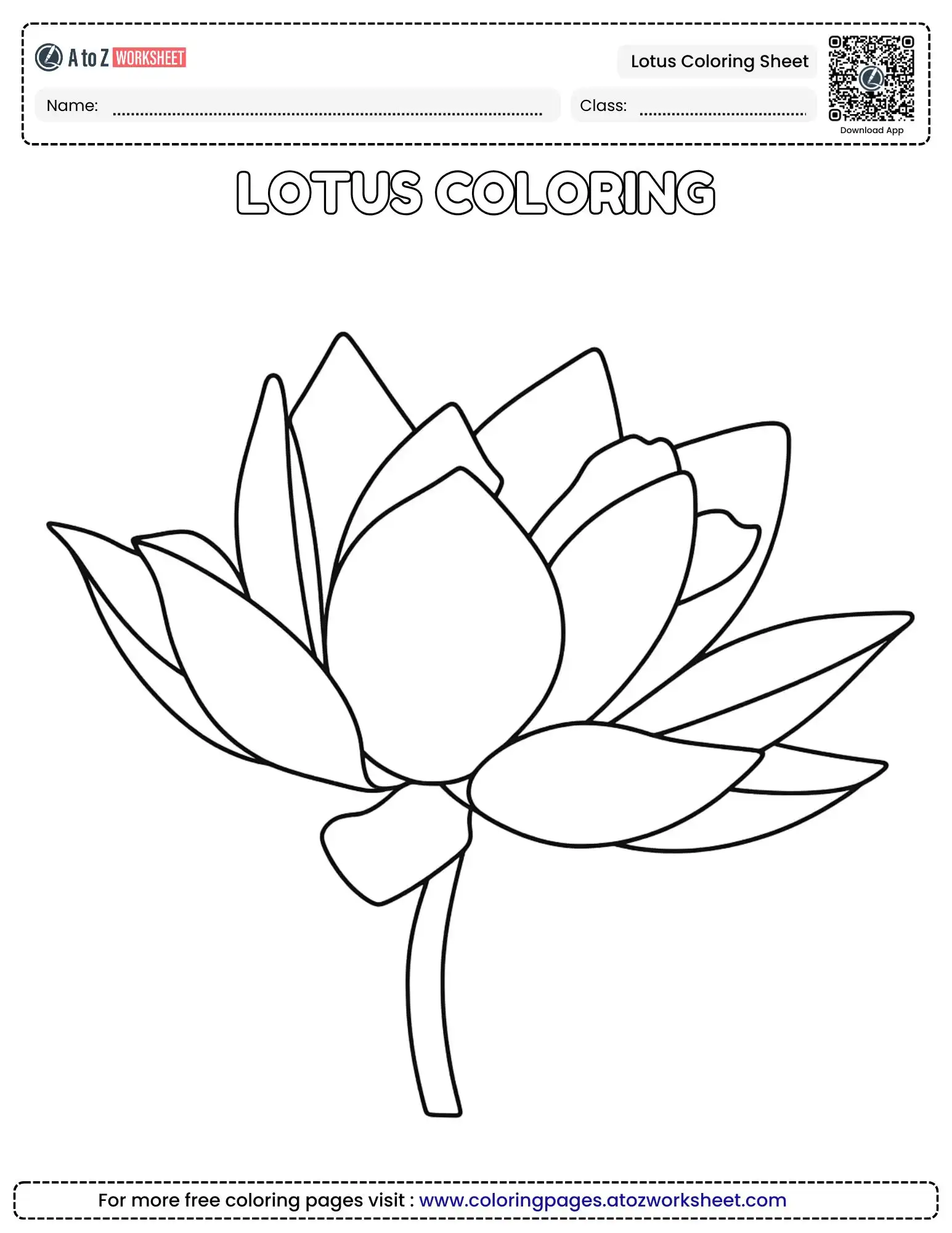 Cute Lotus Coloring Sheet Water Bloom Free PDF