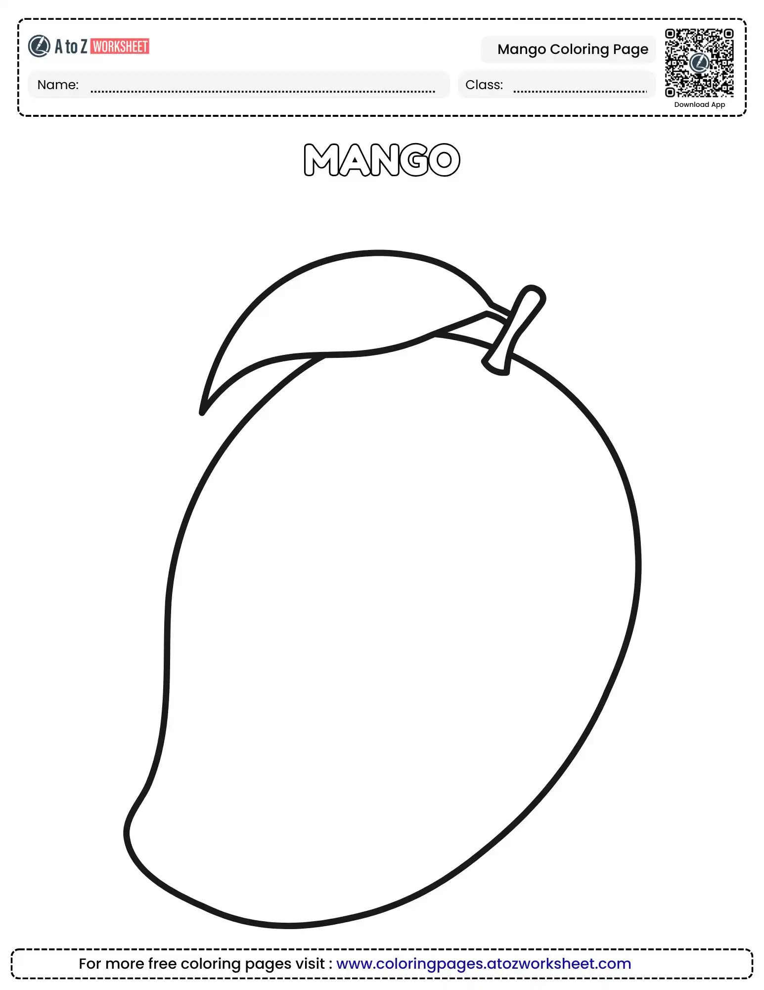 Free Printable Sweet Mango Coloring Page For Kids And Toddlers