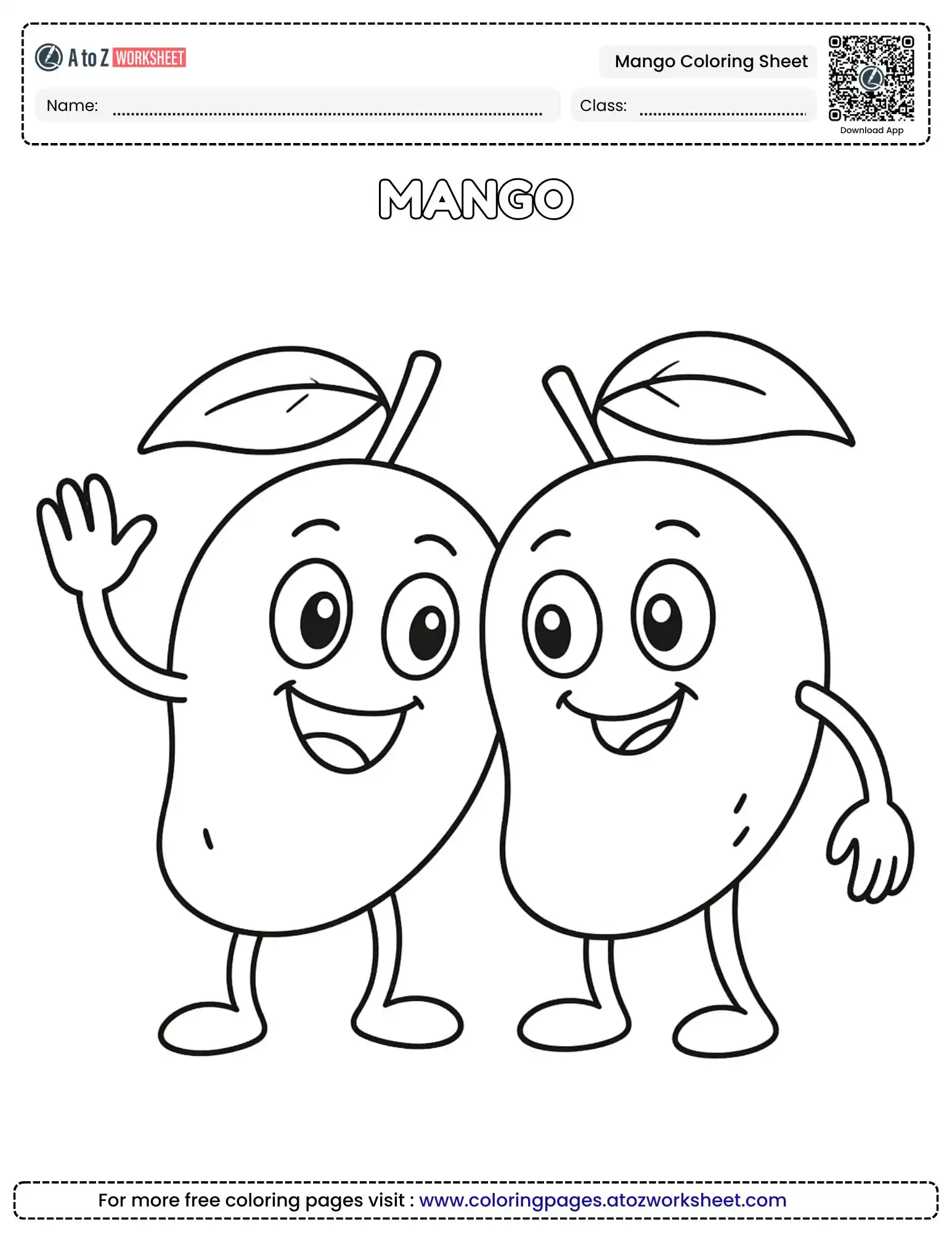 Free Printable Mango Coloring Sheet For Fun Preschool Activities