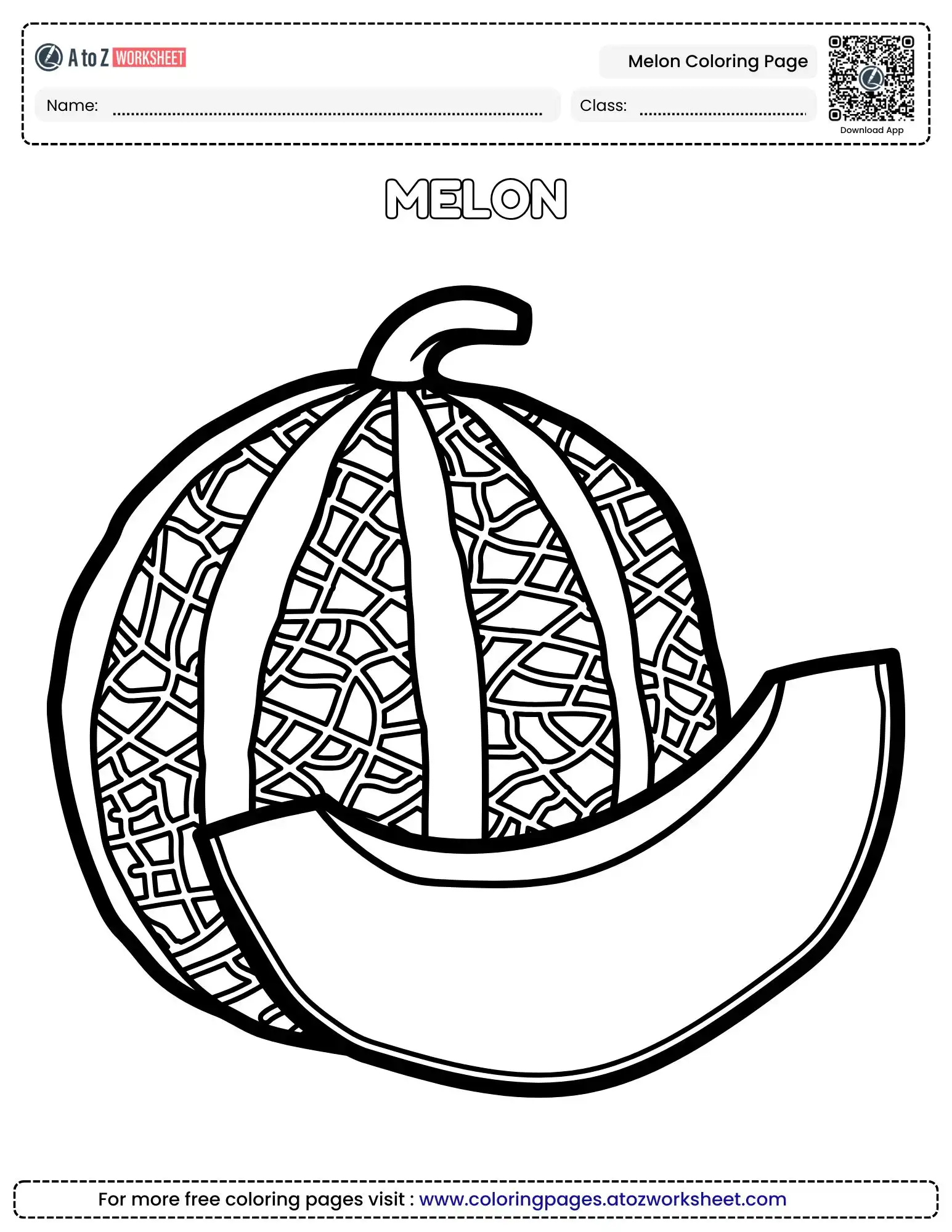 Free Printable Sweet Melon Coloring Page For Kids And Toddlers