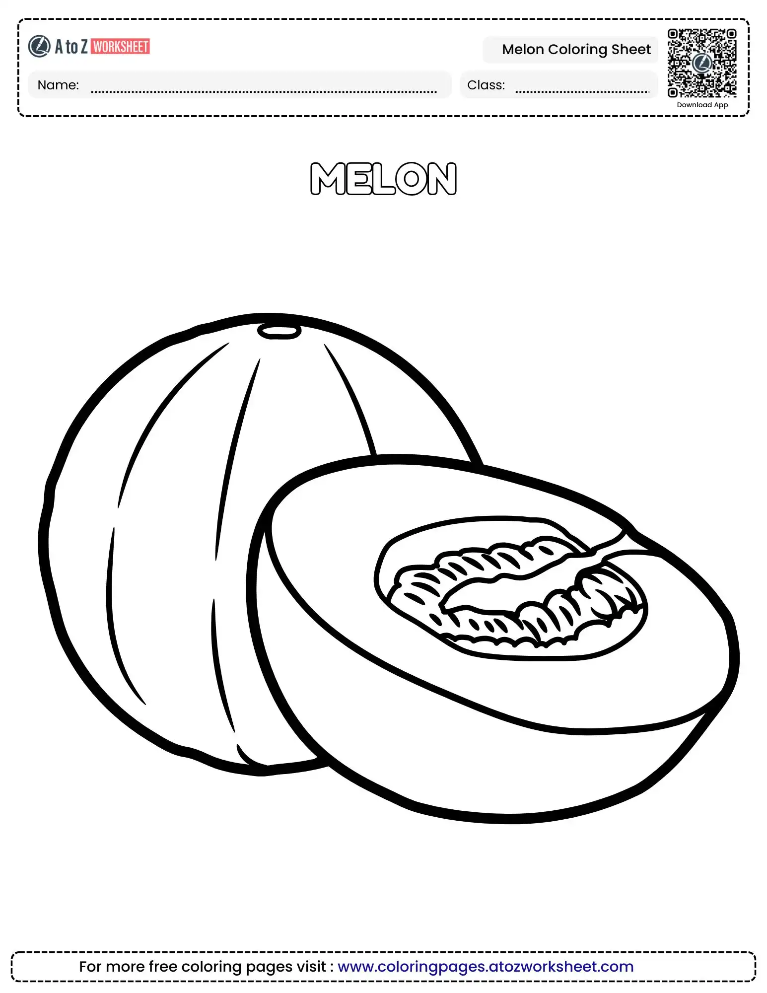 Easy Big Outline Melon Coloring Sheet For Early Childhood Learning
