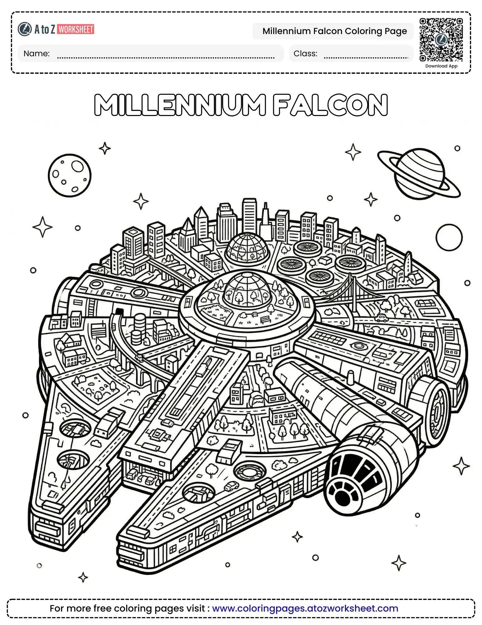 Easy Millennium Falcon Coloring Pages For Kids