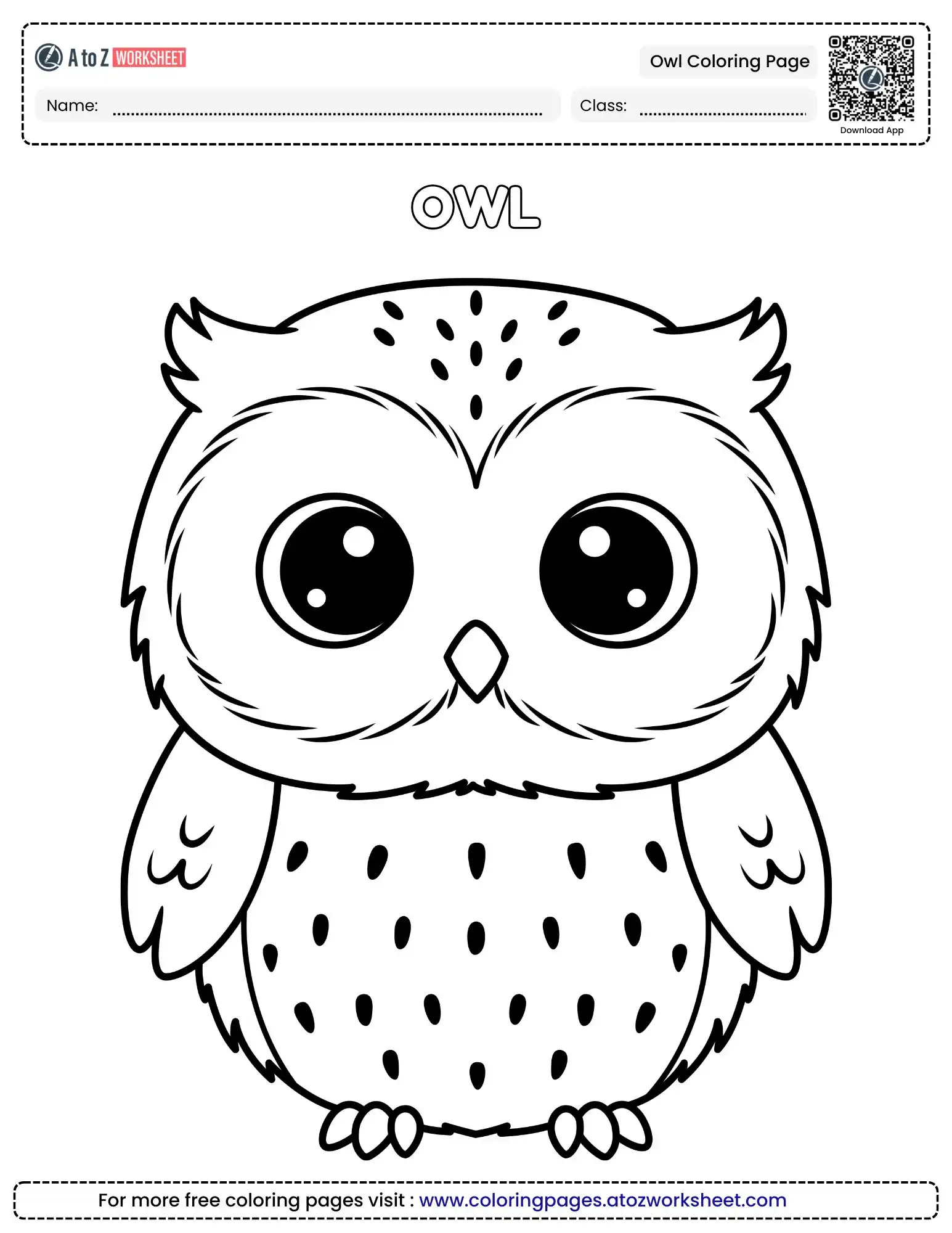 Free Owl Coloring Page for Kids (Printable PDF)