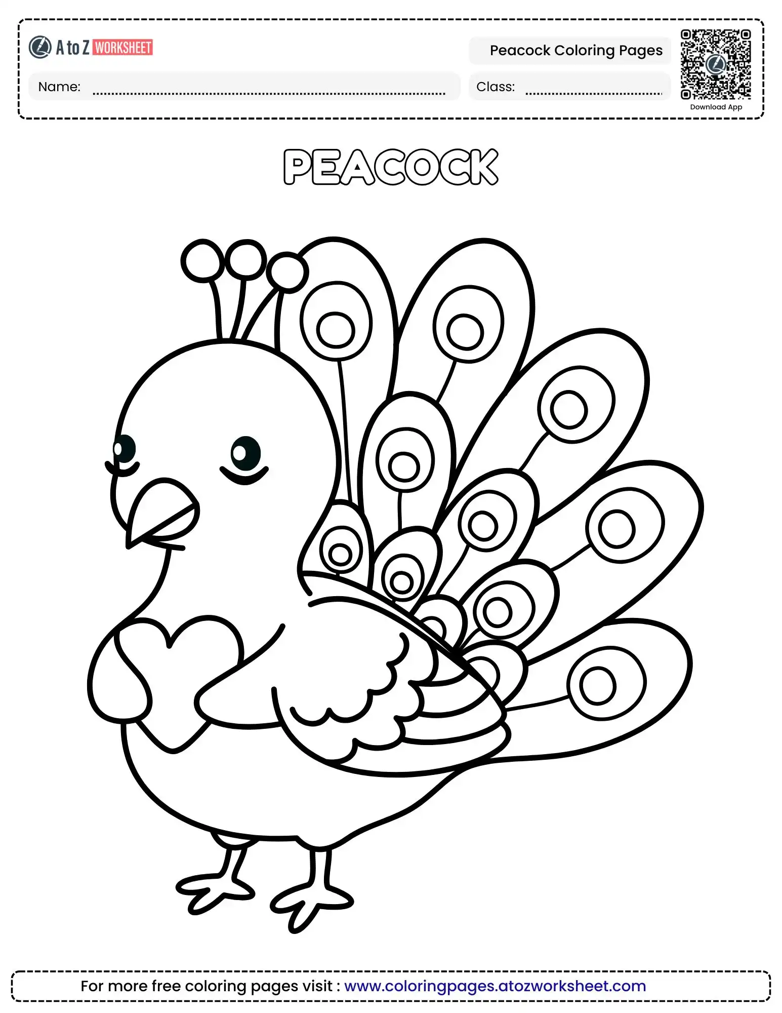 Fun Peacock Coloring Pages for Kids in Printable PDF