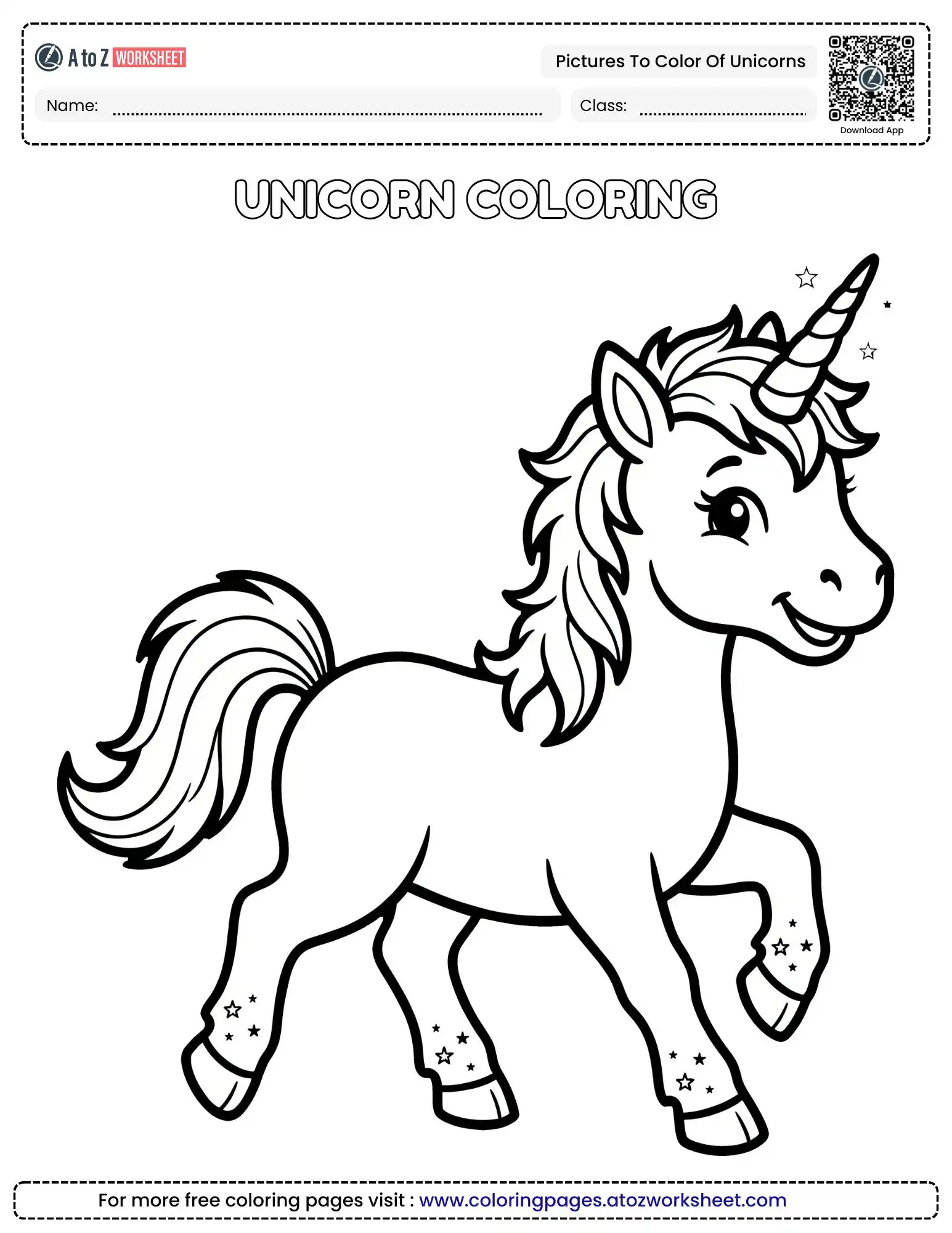 Pictures to Color of Unicorns Fun Fairytale Free Printable