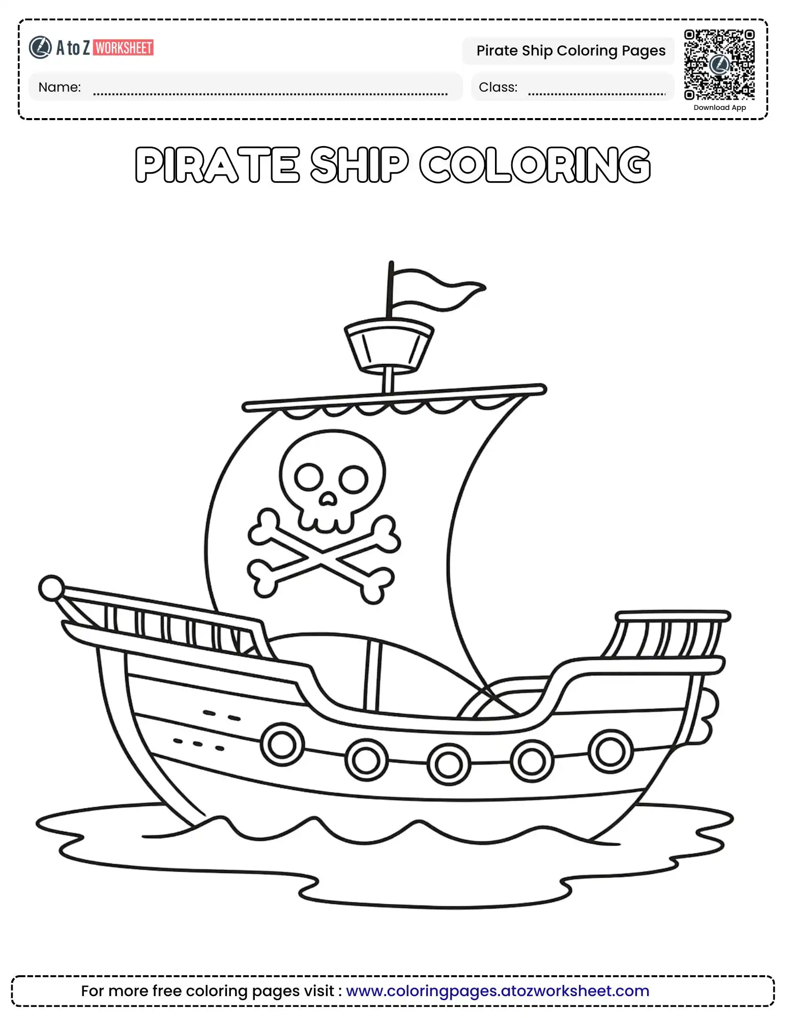 Free Printable Tall Mast Galleon Pirate Ship Coloring Pages For Kids