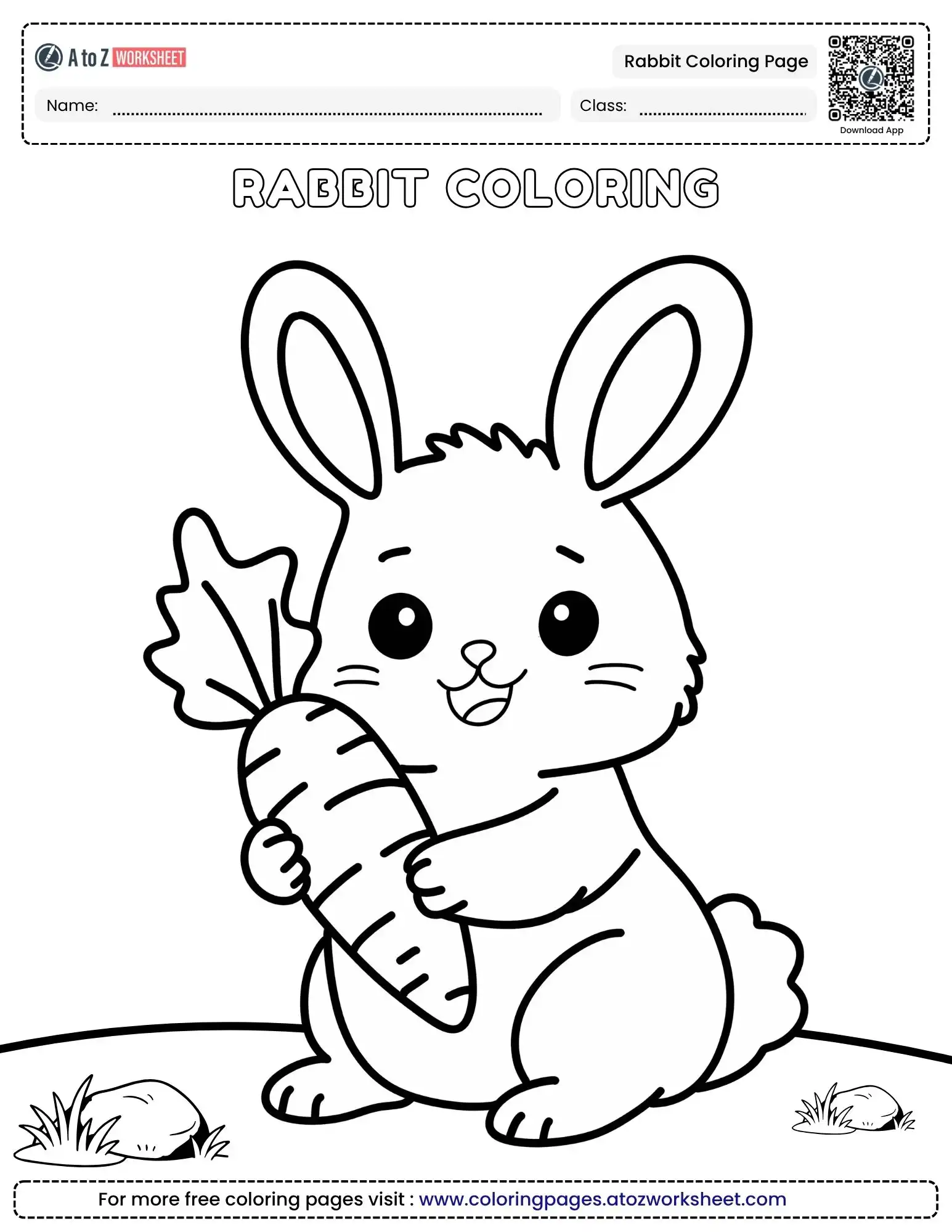 Free Printable Rabbit Coloring Page for Creative Fun and Learning
