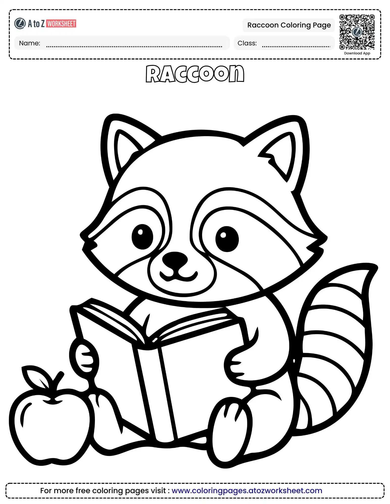 Printable Raccoon Coloring Page with Bold Outlines For Kids