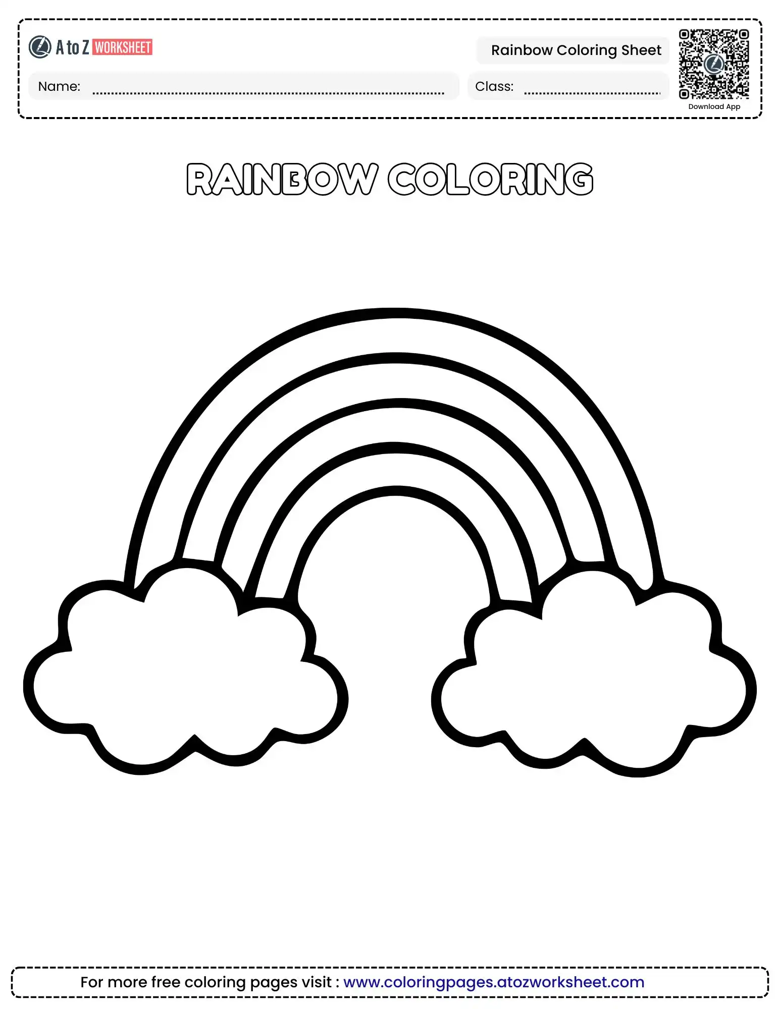 Free Printable Sky Rainbow Coloring Sheet For Kids And Toddlers | A To