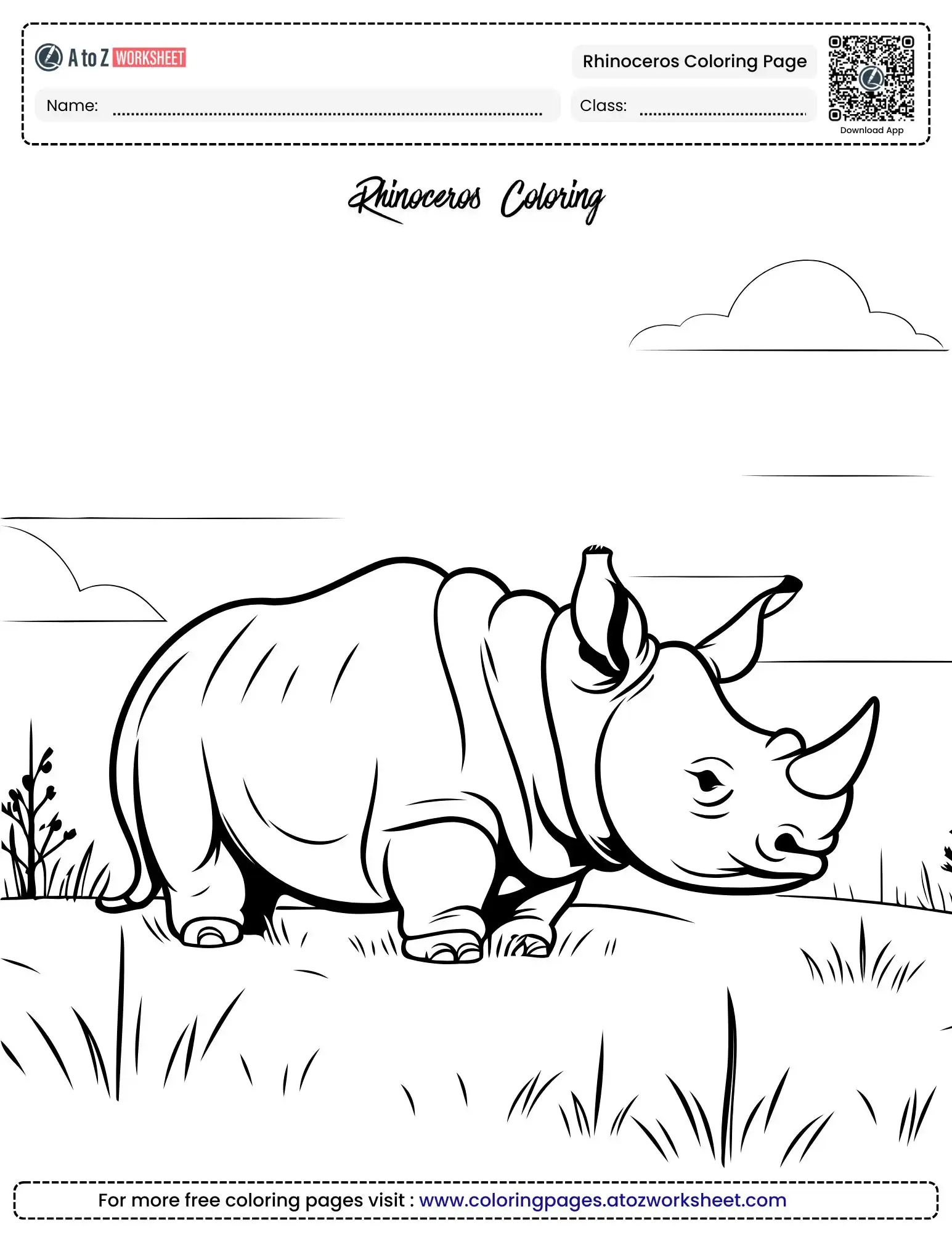 Free Rhinoceros Coloring Page To Print For Creative Nature Exploration