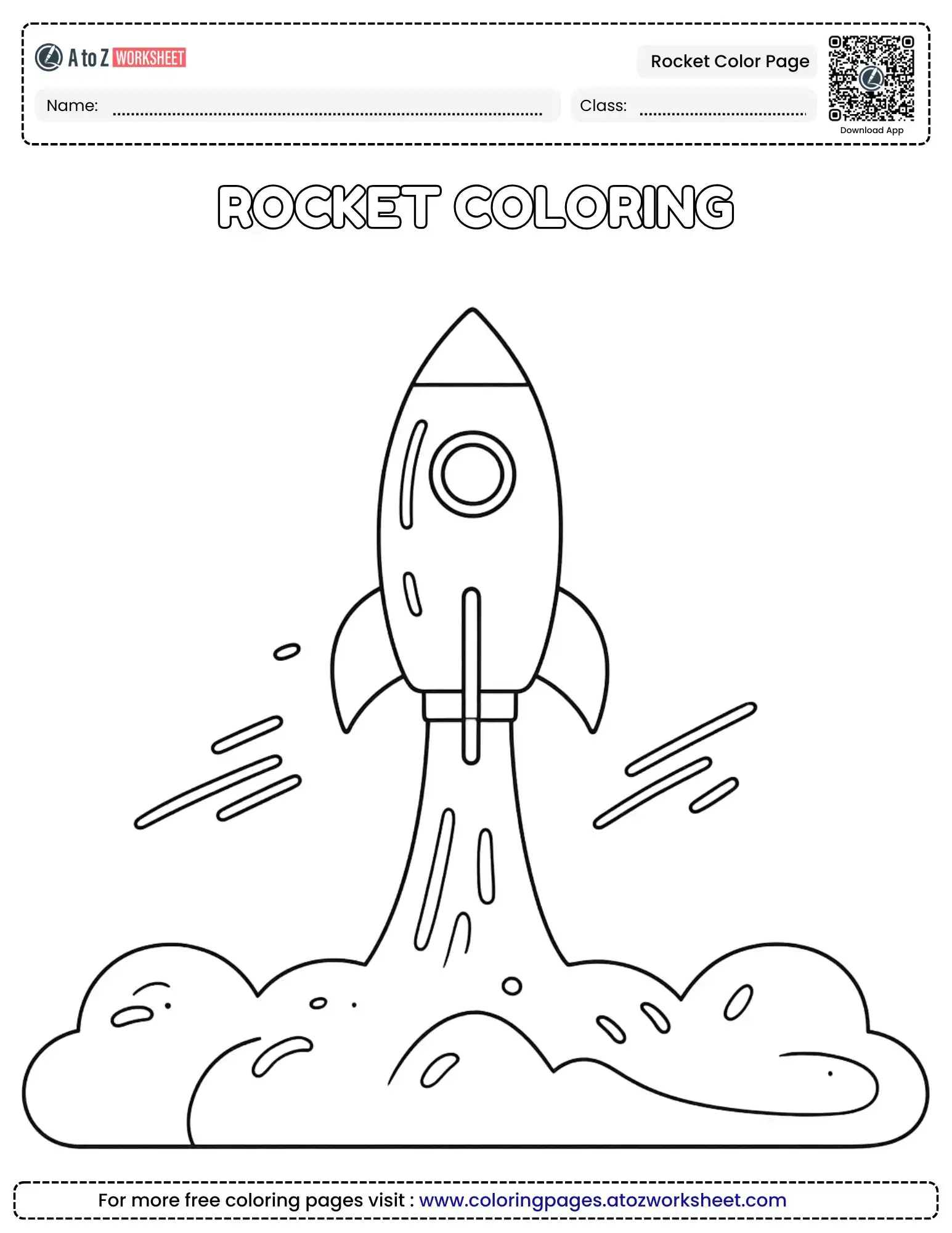 High Speed Launchpad Rocket Color Page For Fine Motor Skill Practice