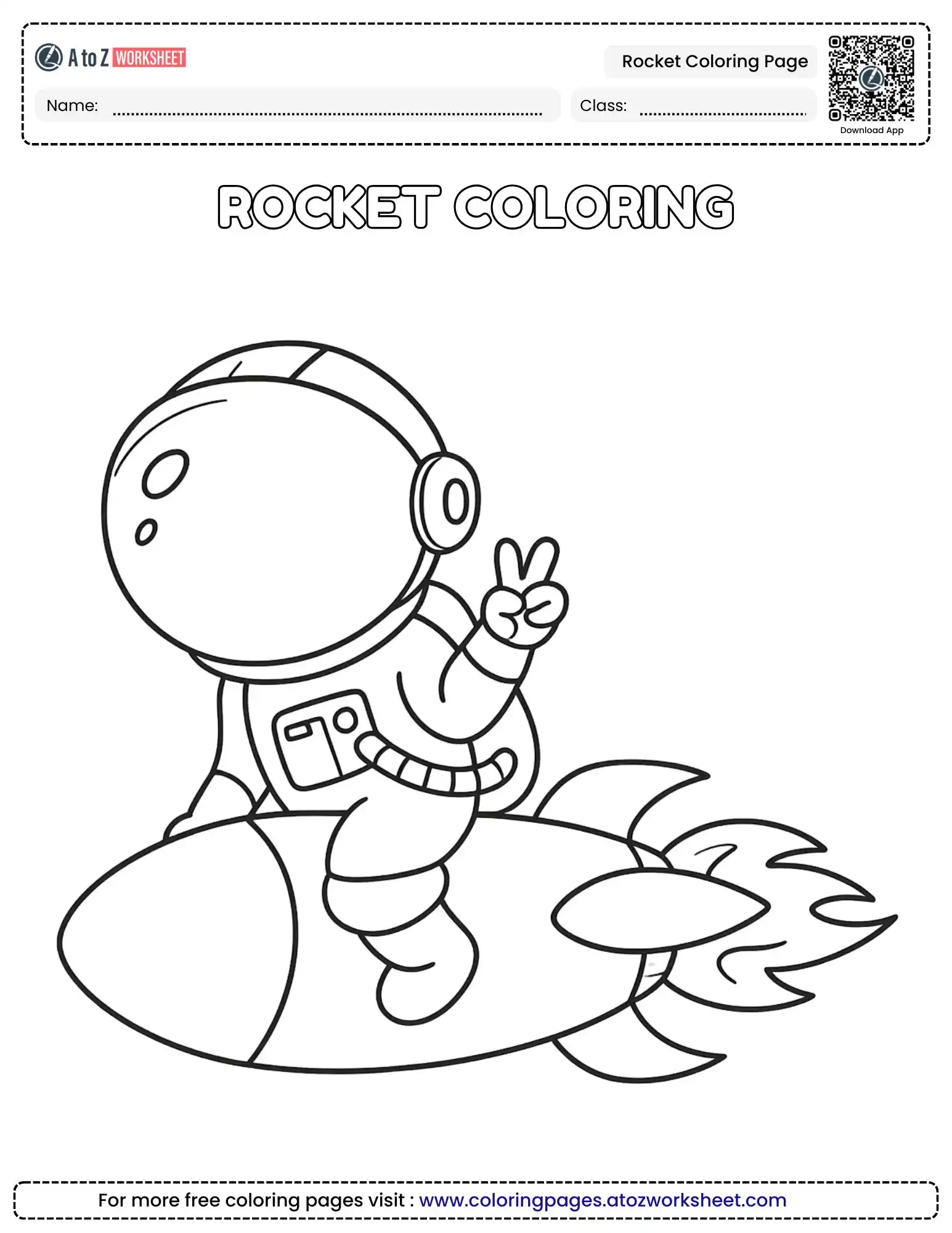 Printable High Altitude Booster Rocket Coloring Page For Kids And Toddlers (Free PDF)