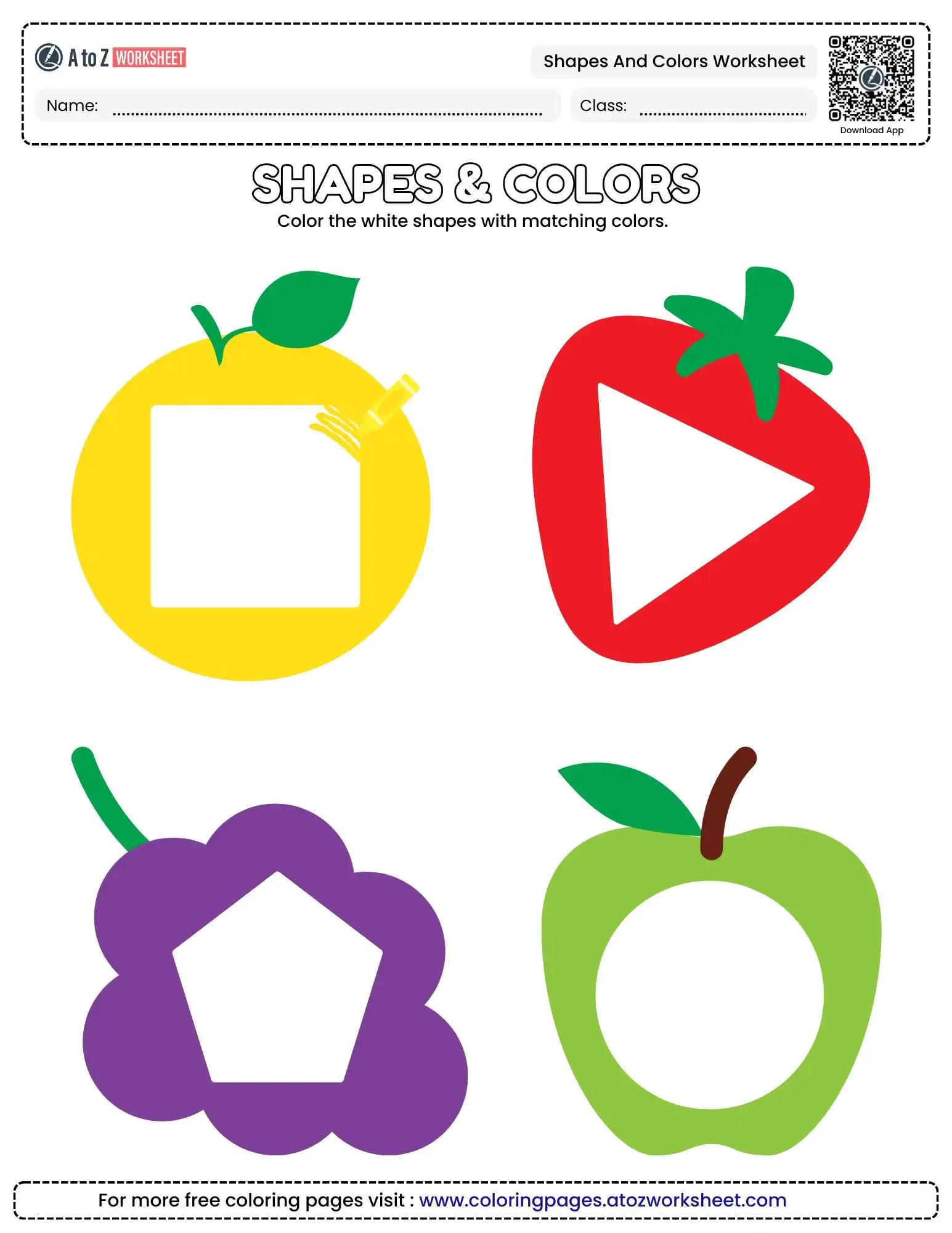 Free Printable Early Learning Geometry Shapes And Colors Worksheet For ...