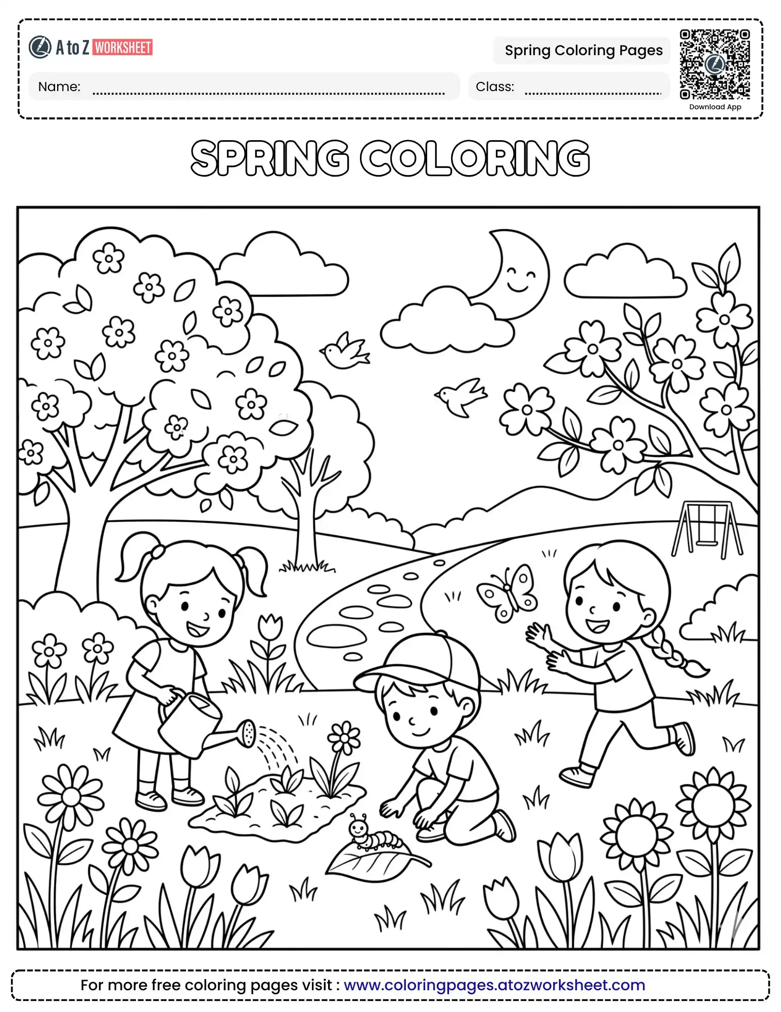 Free Printable Fresh Bloom Blossom Spring Coloring Pages For Kindergarten Art