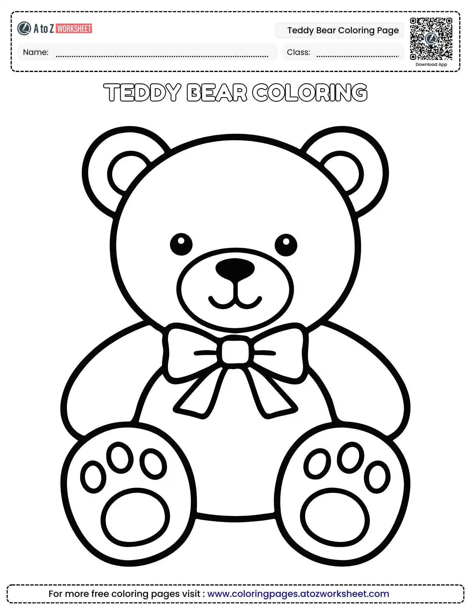 Free Teddy Bear Coloring Page To Print For Creative Kids