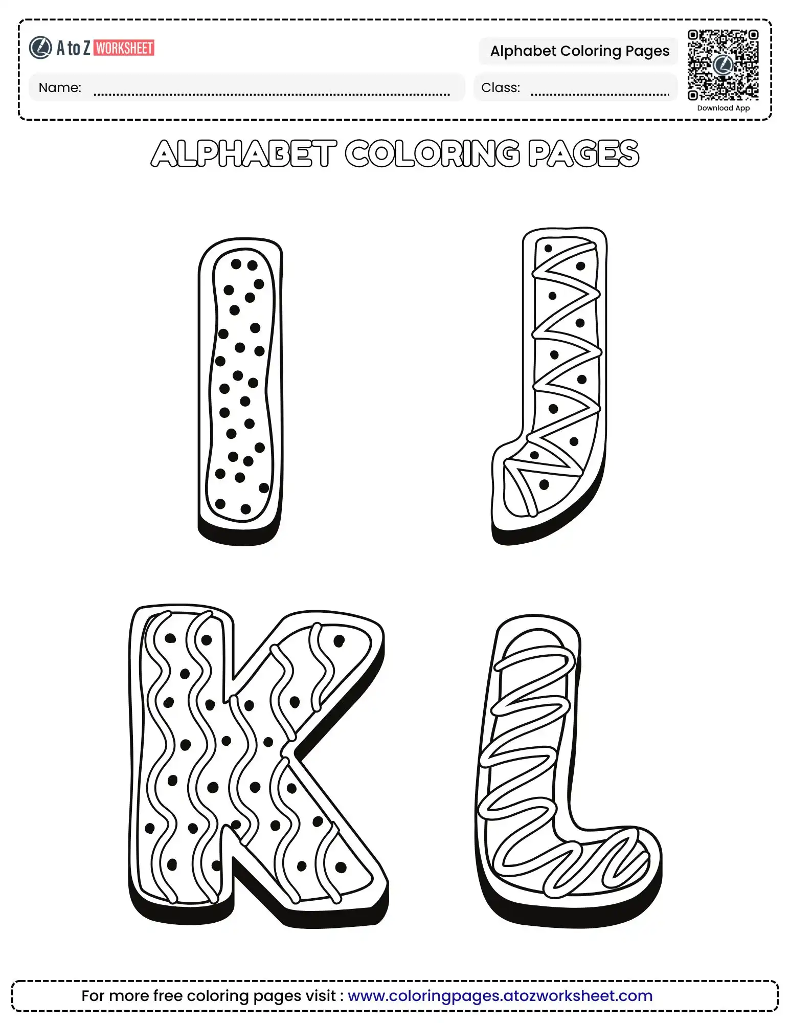 alphabet coloring pages printable letters i j k and l