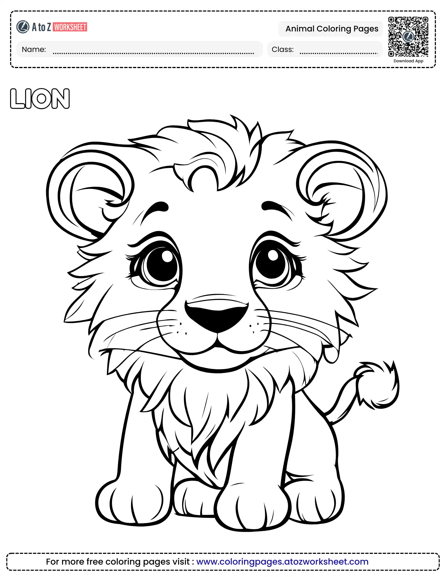lion cub animal coloring pages printable