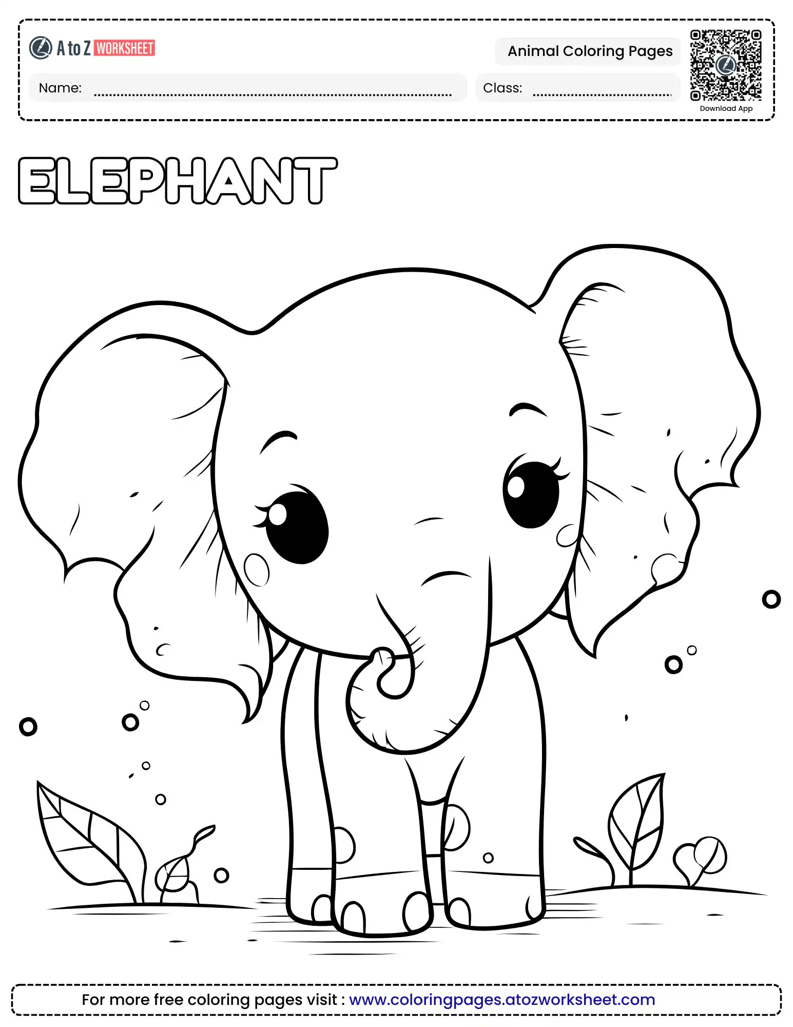 elephant animal coloring pages pdf free
